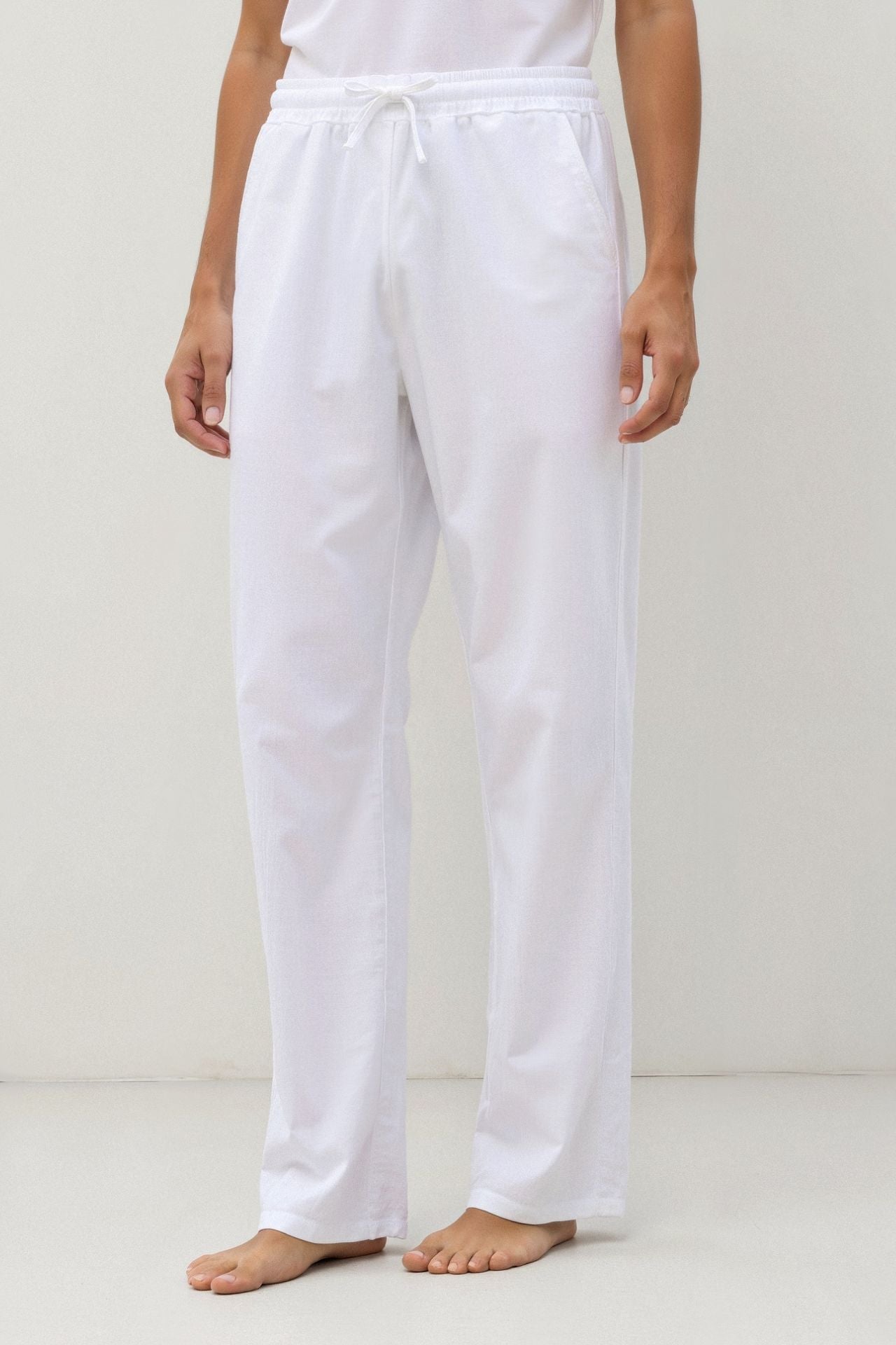 Cotton & Linen Blend Drawstring Pants