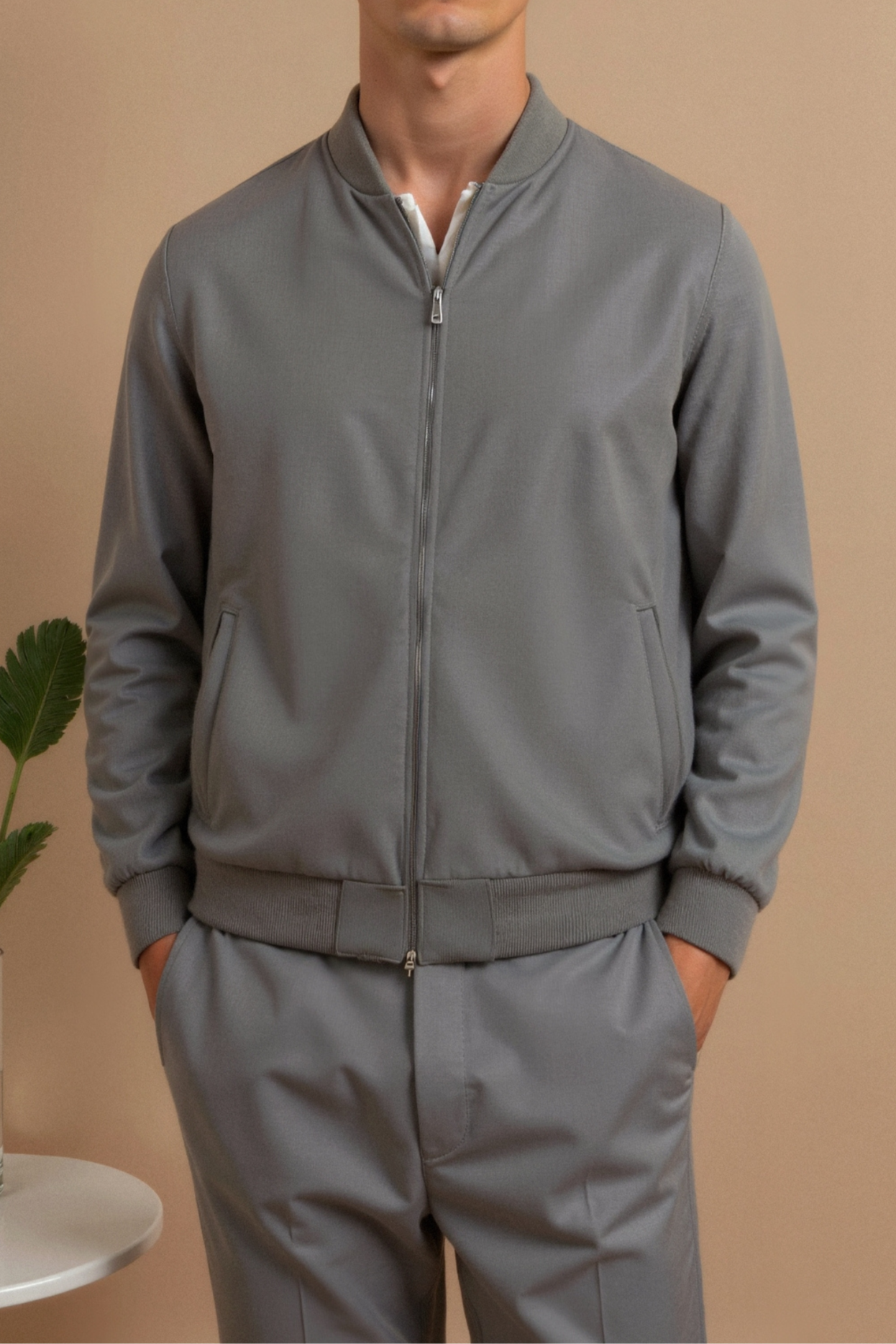 Business Premium Solid Color Stand Collar Jacket