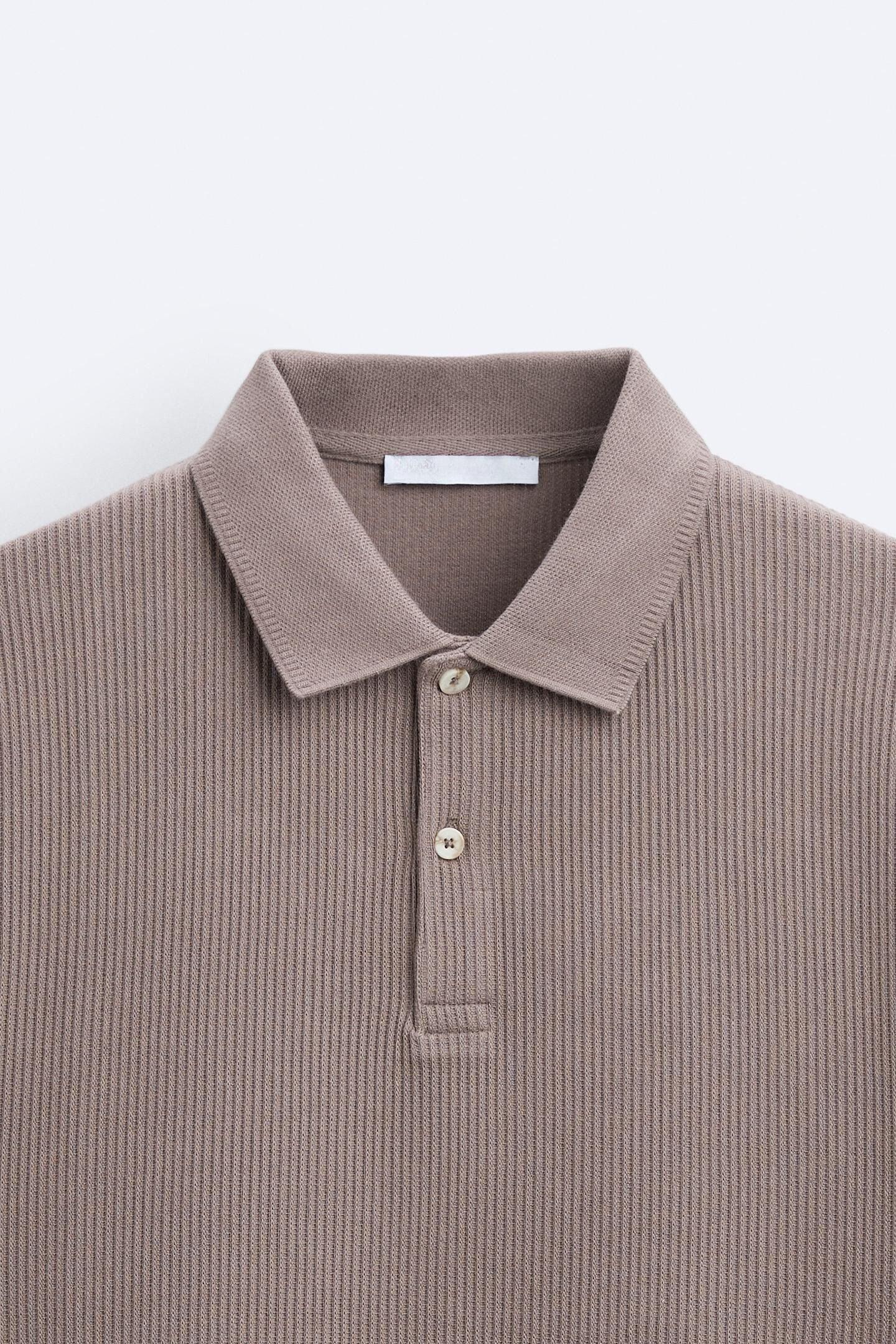 Textured Button Polo T-Shirt