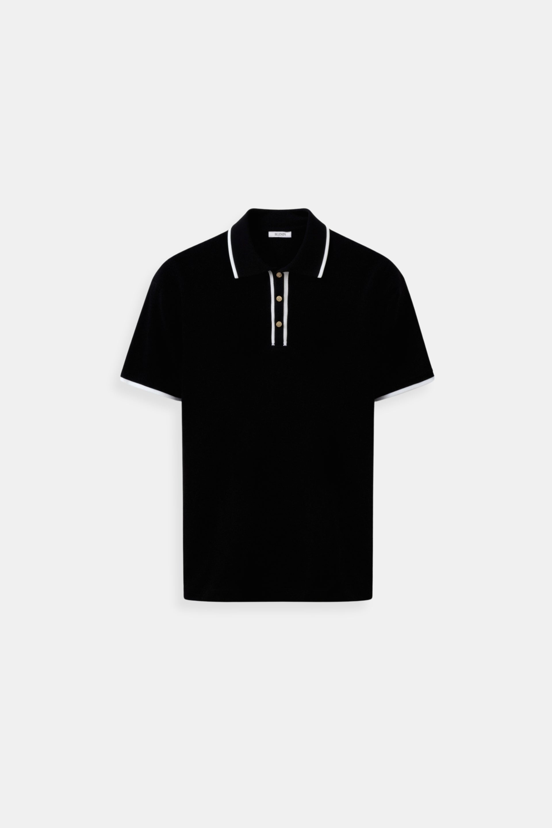Contrast Elegant Trim Collared Slim Button Up Polo T-Shirt