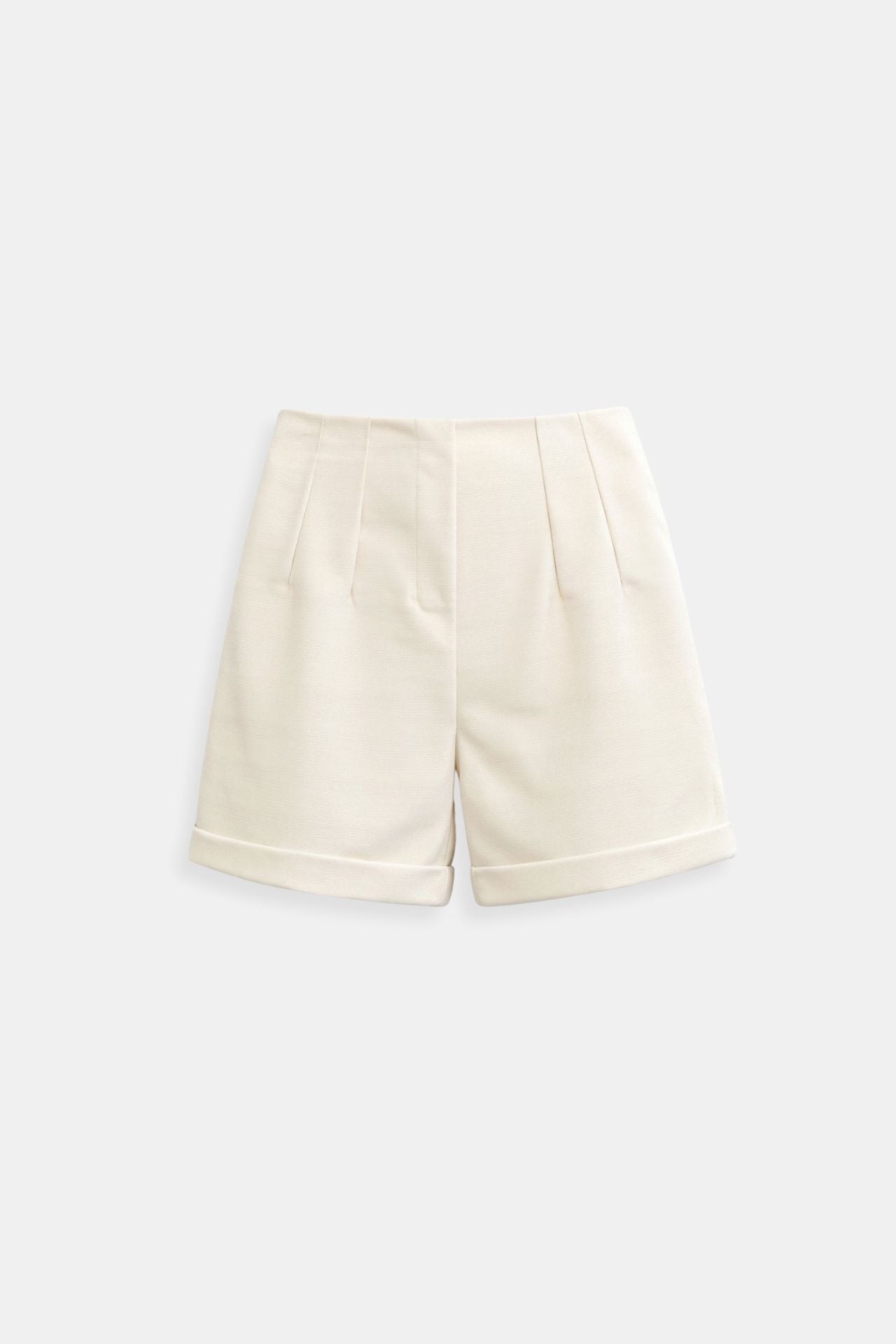 Elegant Elastic Waist Rolled High Waist Tucked Shorts