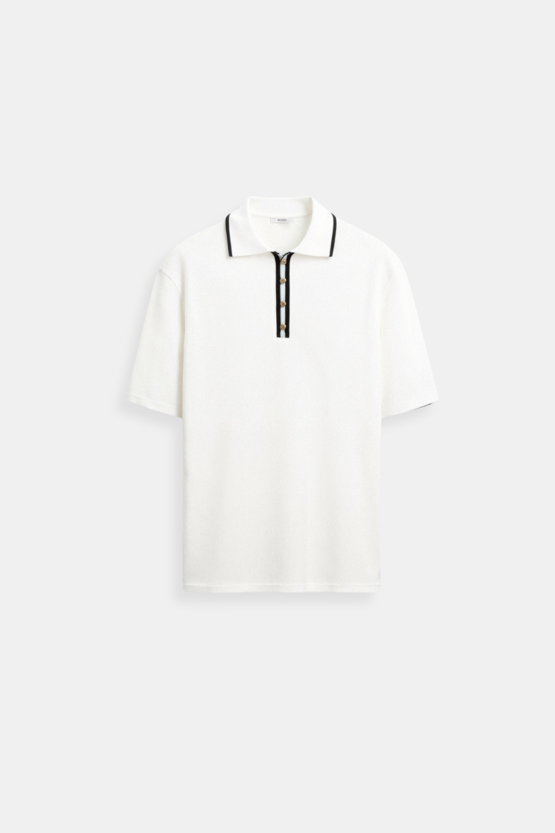 Contrast Elegant Trim Collared Slim Button Up Polo T-Shirt