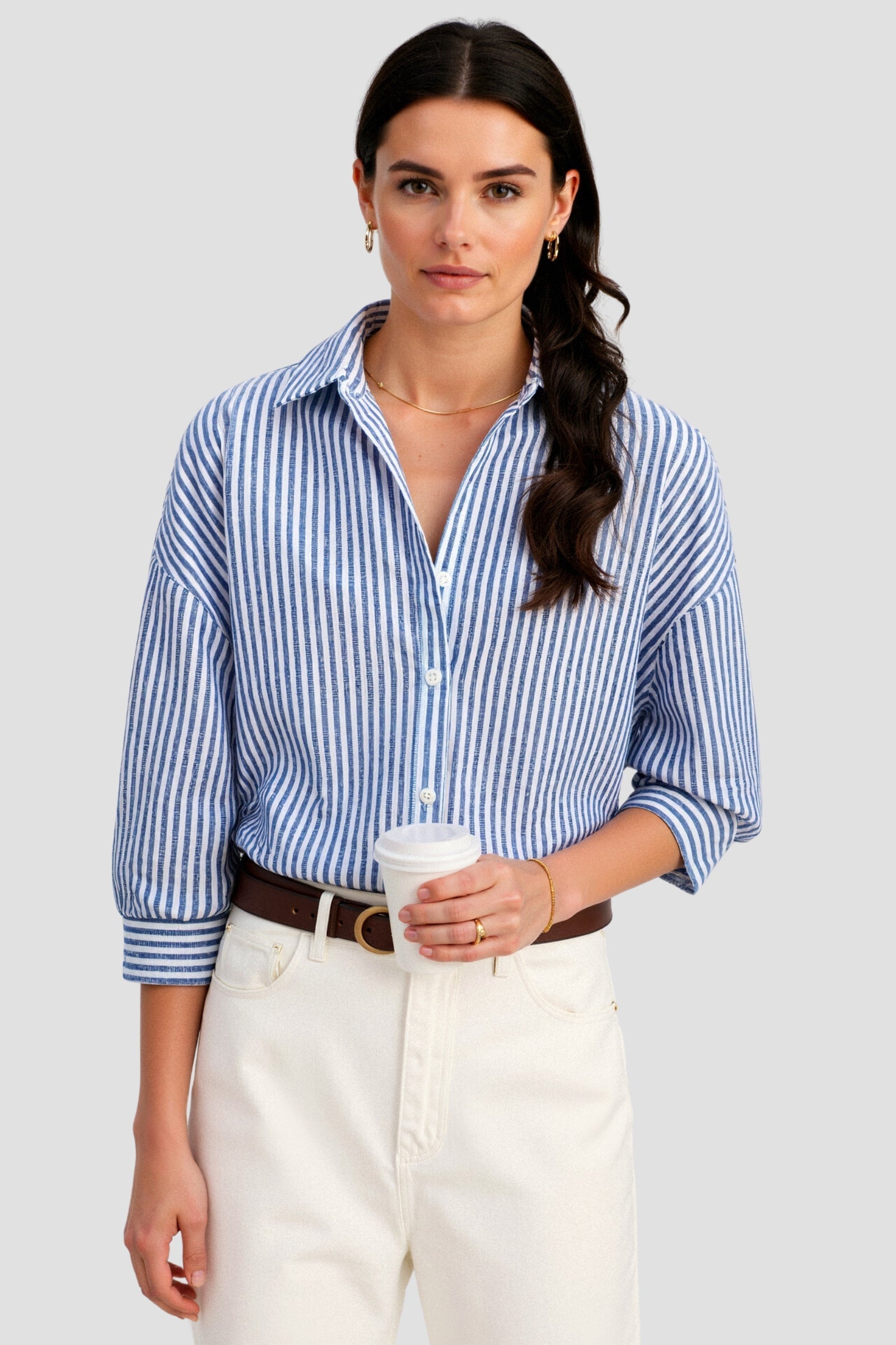 Cotton Striped Button Front Shirt