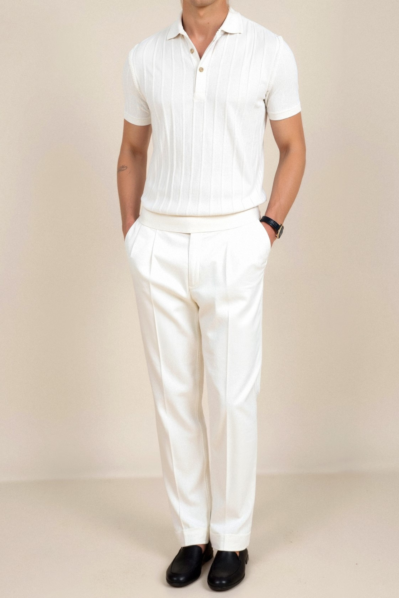 Vertical Striped Chic Button Up Polo T-Shirt