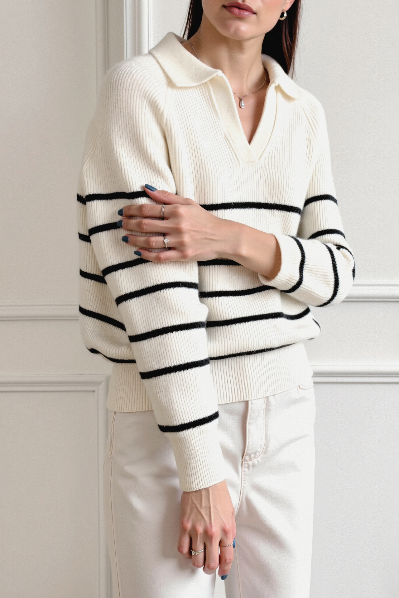 Classic Striped Raglan Sleeve Sweater