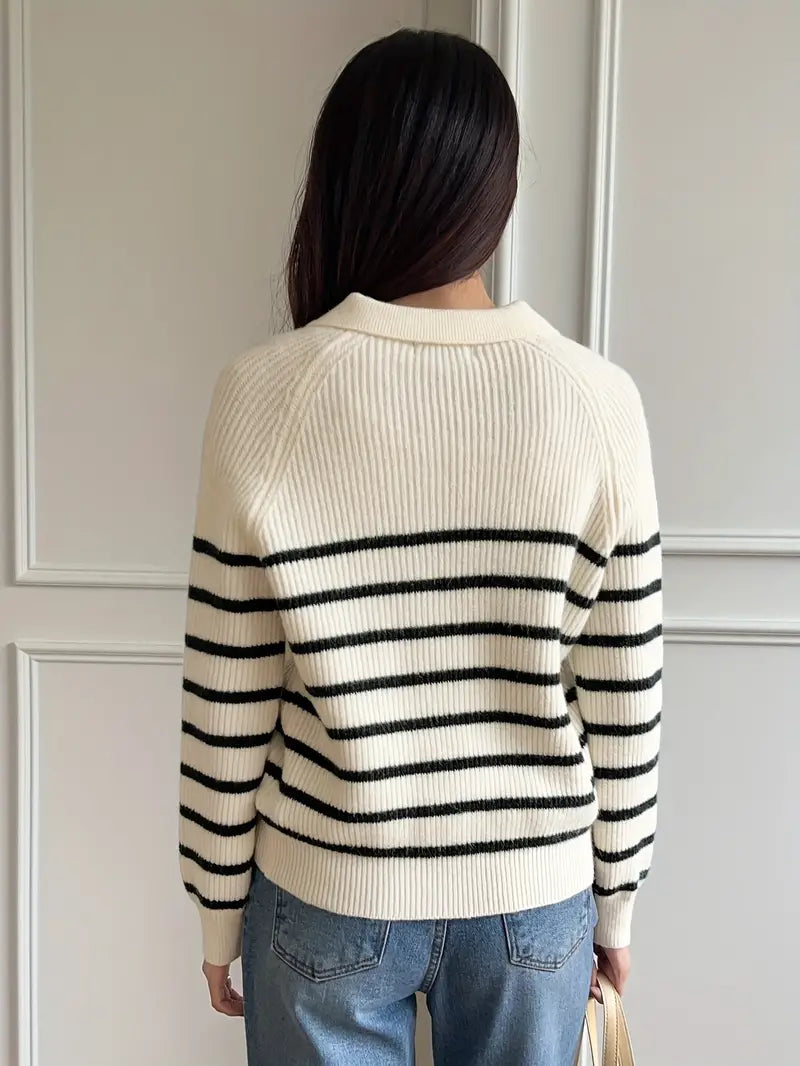 Classic Striped Raglan Sleeve Sweater