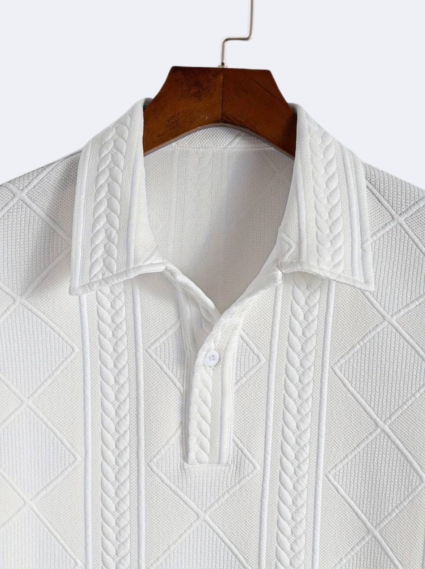 Men's Solid Color Short Sleeve Pattern Polo Button T-Shirt