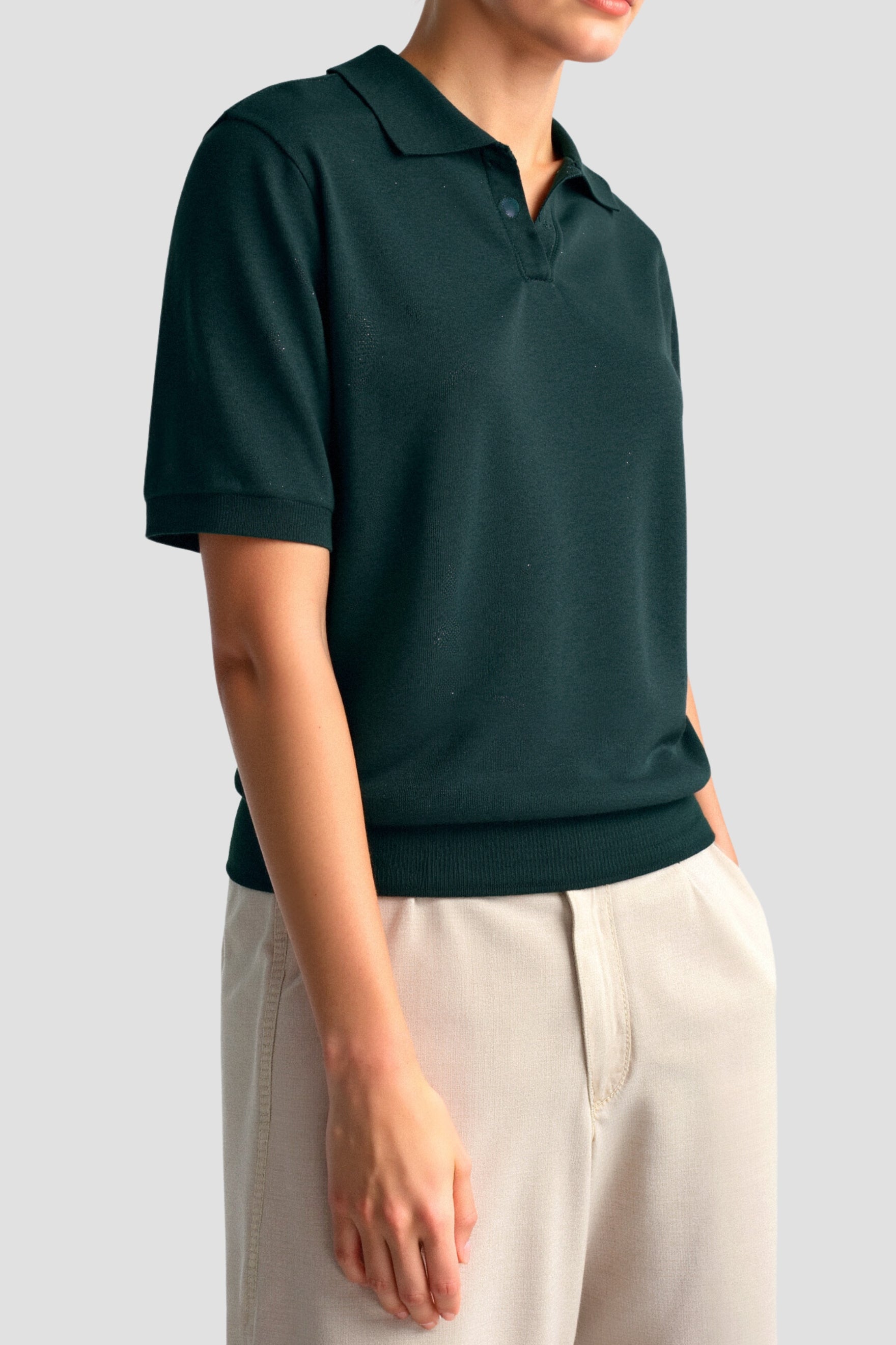 Classic Casual Solid Color Collared Reeve Colar T-Shirt