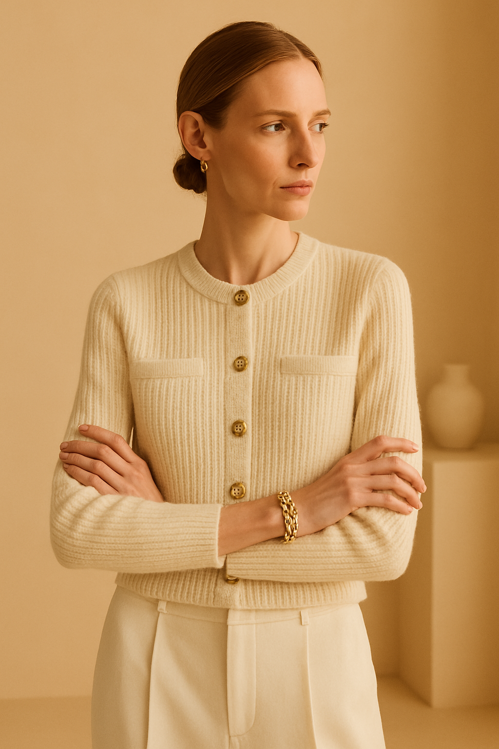 Knitted Woolen Button Sweater