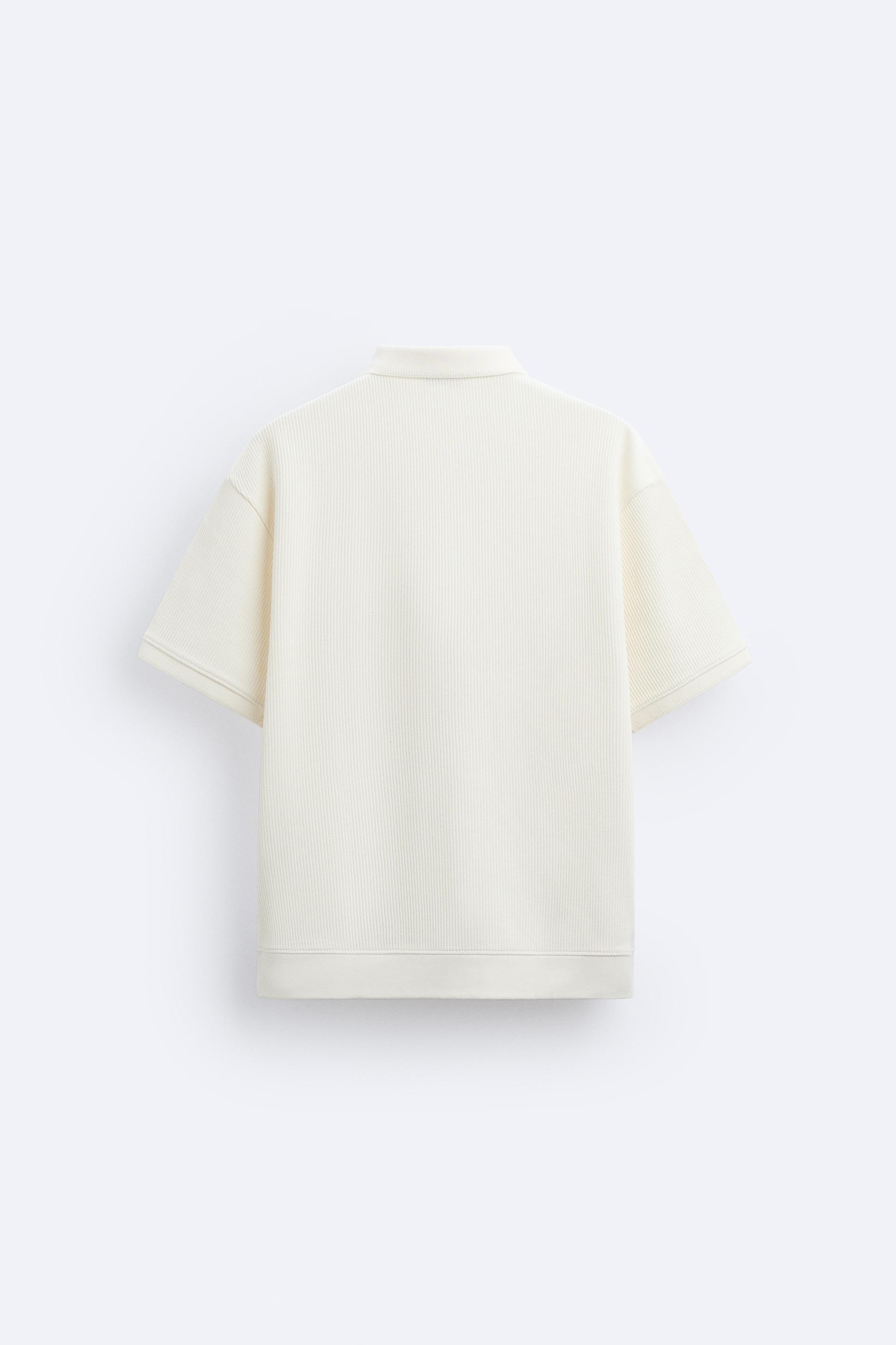 Textured Button Polo T-Shirt
