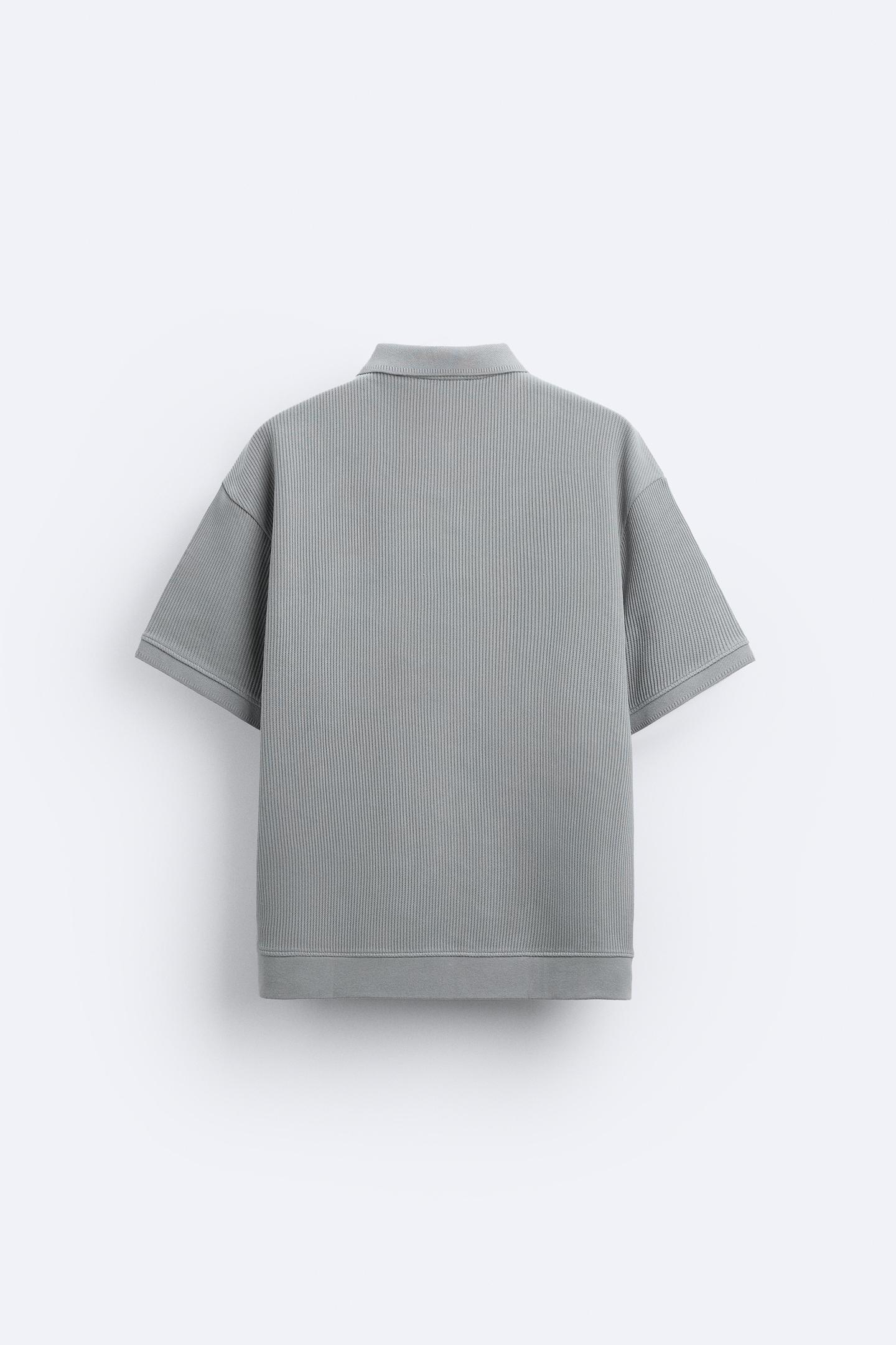 Textured Button Polo T-Shirt
