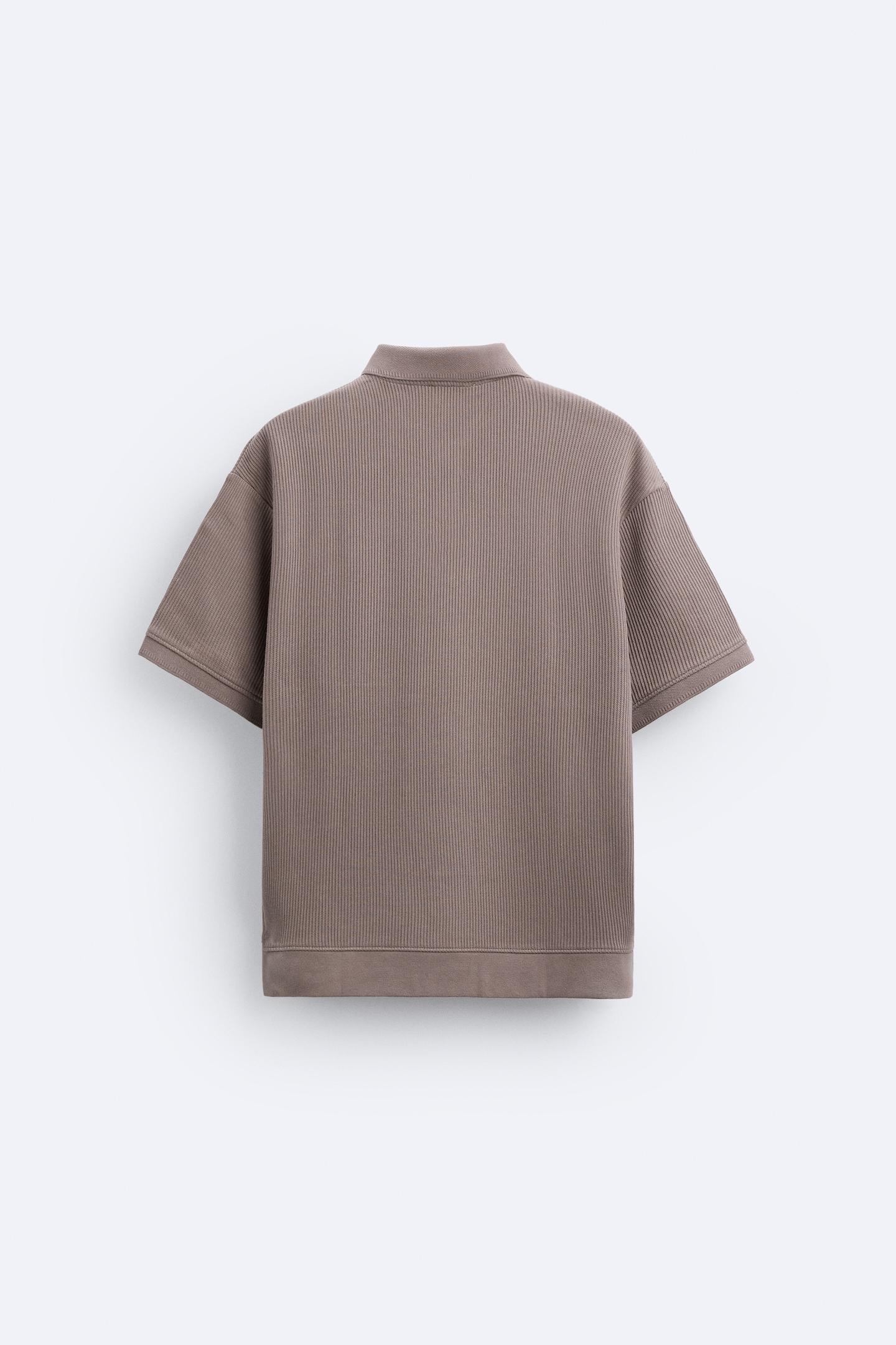Textured Button Polo T-Shirt