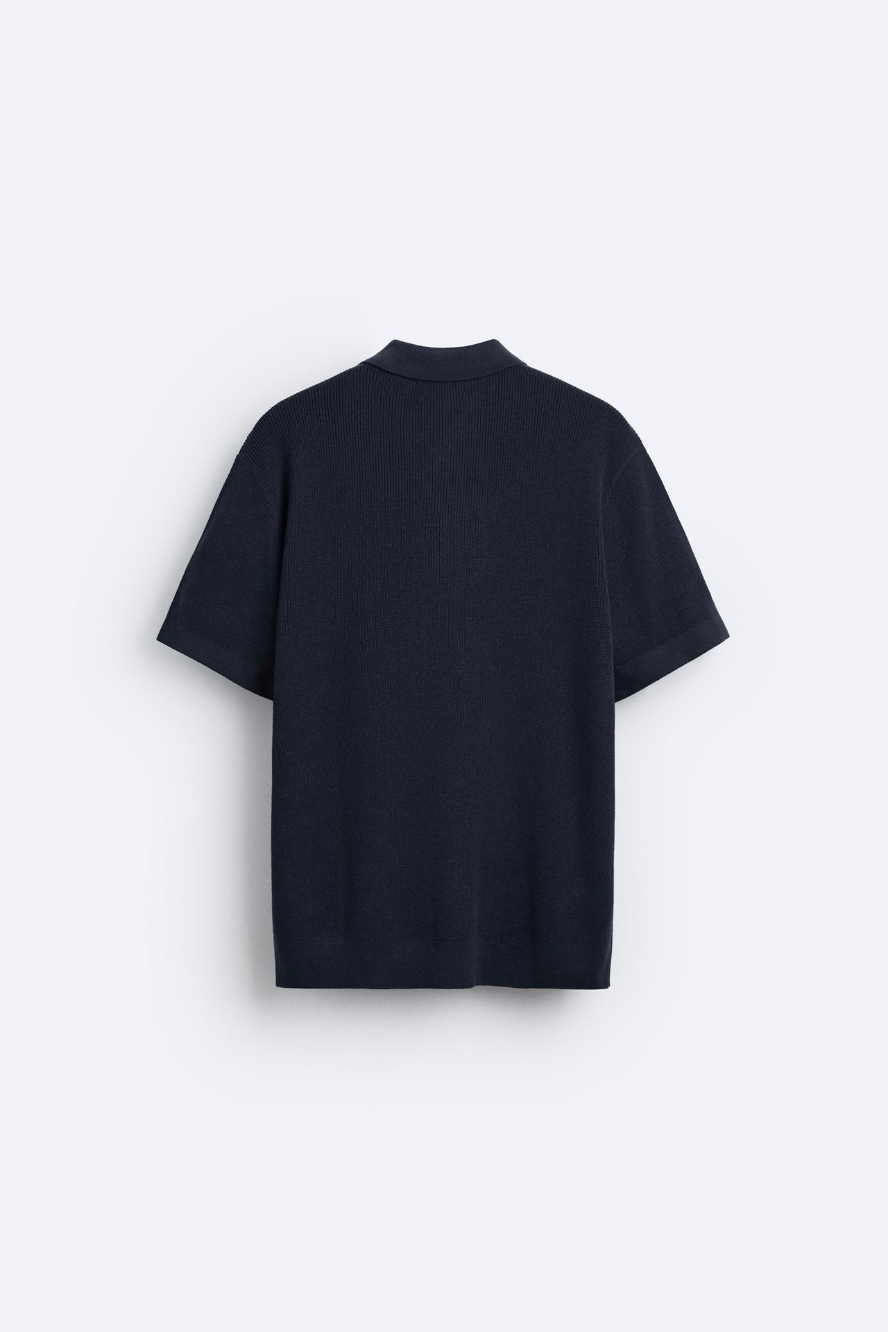 Knitted Short Sleeve Polo Zip T-Shirt