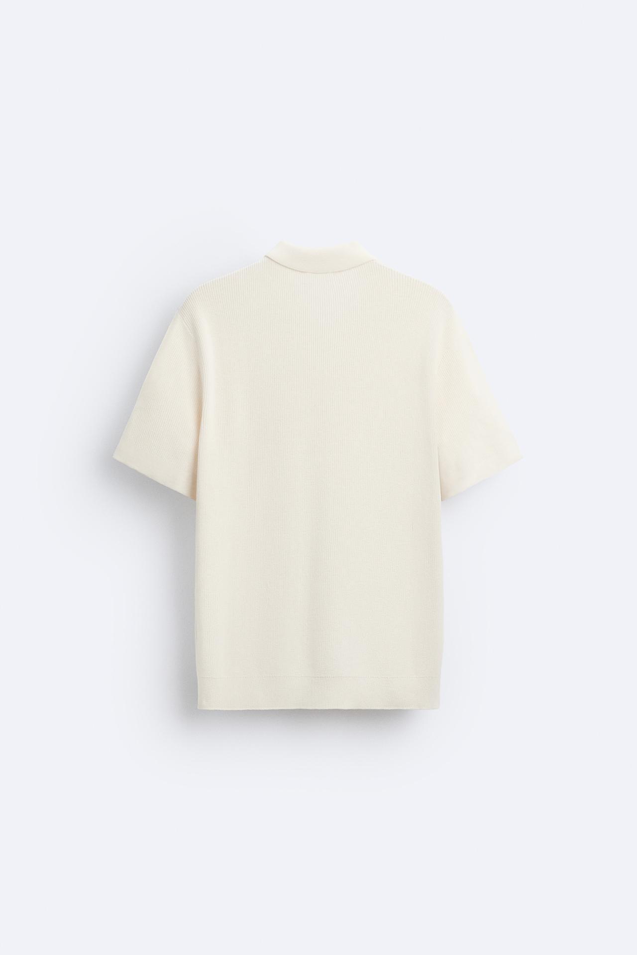 Knitted Short Sleeve Polo Zip T-Shirt