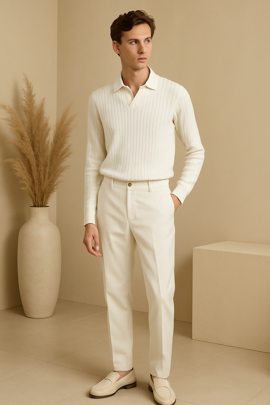 Striped Long Sleeve Polo T-Shirt