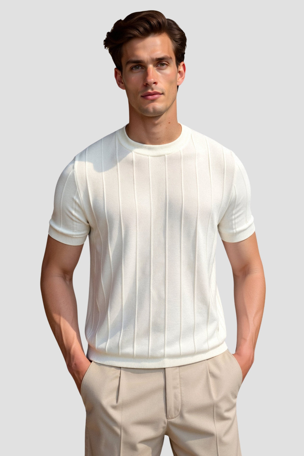 Classic Heavy O-Neck Striped T-Shirt