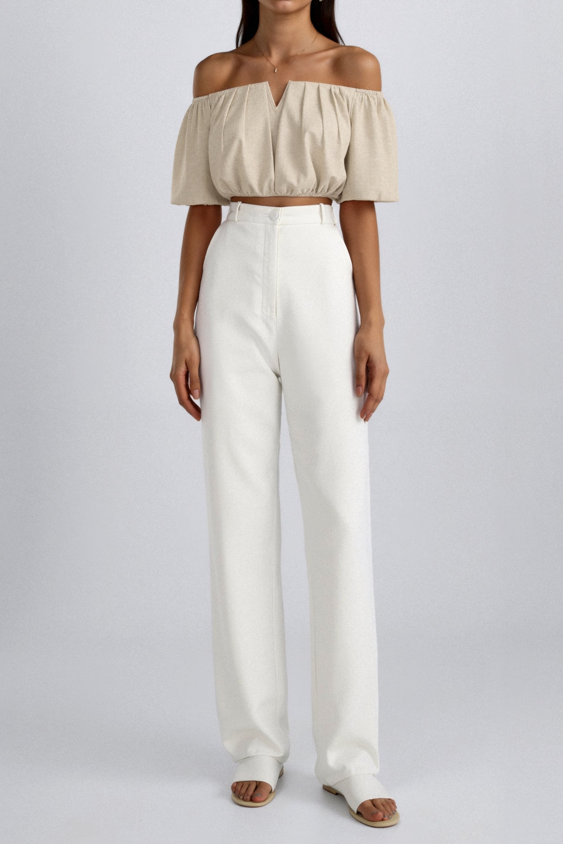 Elegant Loose Solid Pleated Notch Neck T-shirt