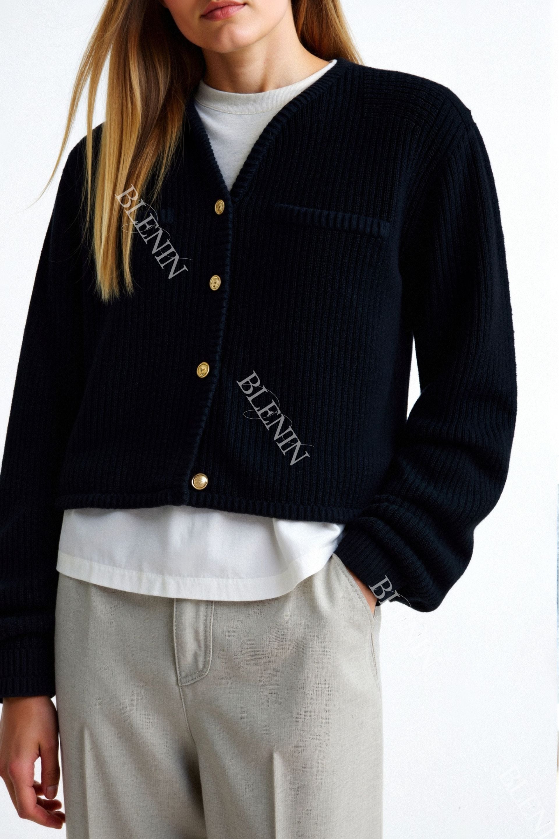 Knitted Woolen Button Sweater