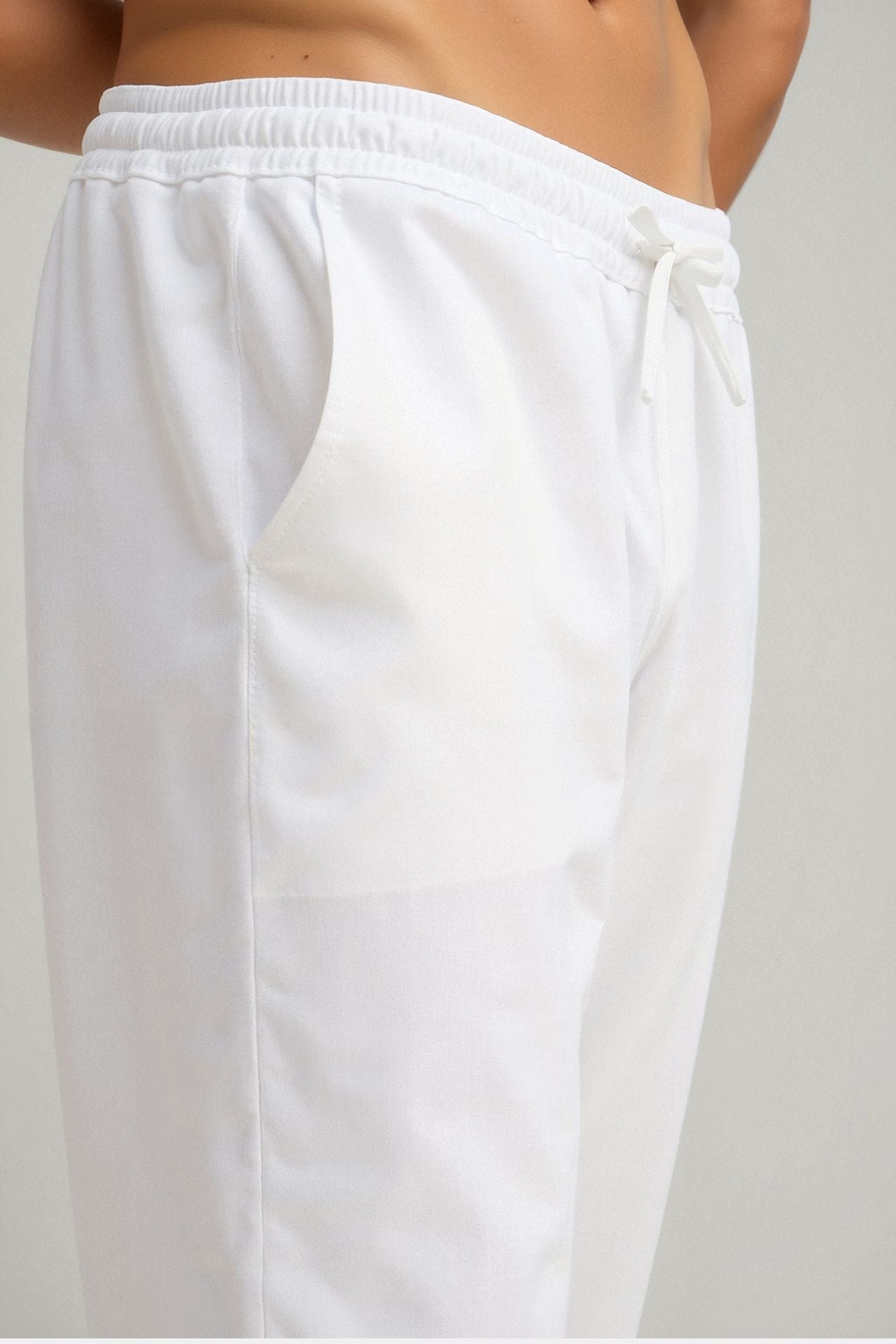 Cotton & Linen Blend Drawstring Pants