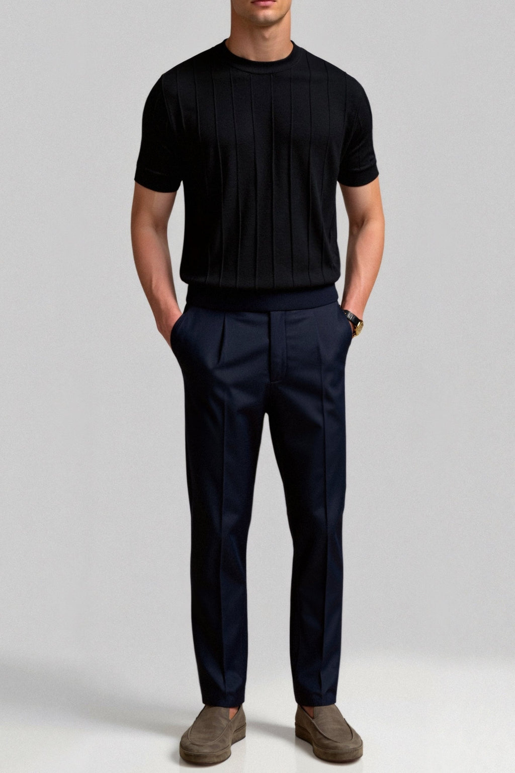 Classic Heavy O-Neck Striped T-Shirt