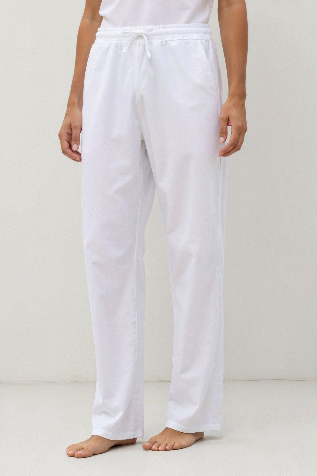 Cotton & Linen Blend Drawstring Pants