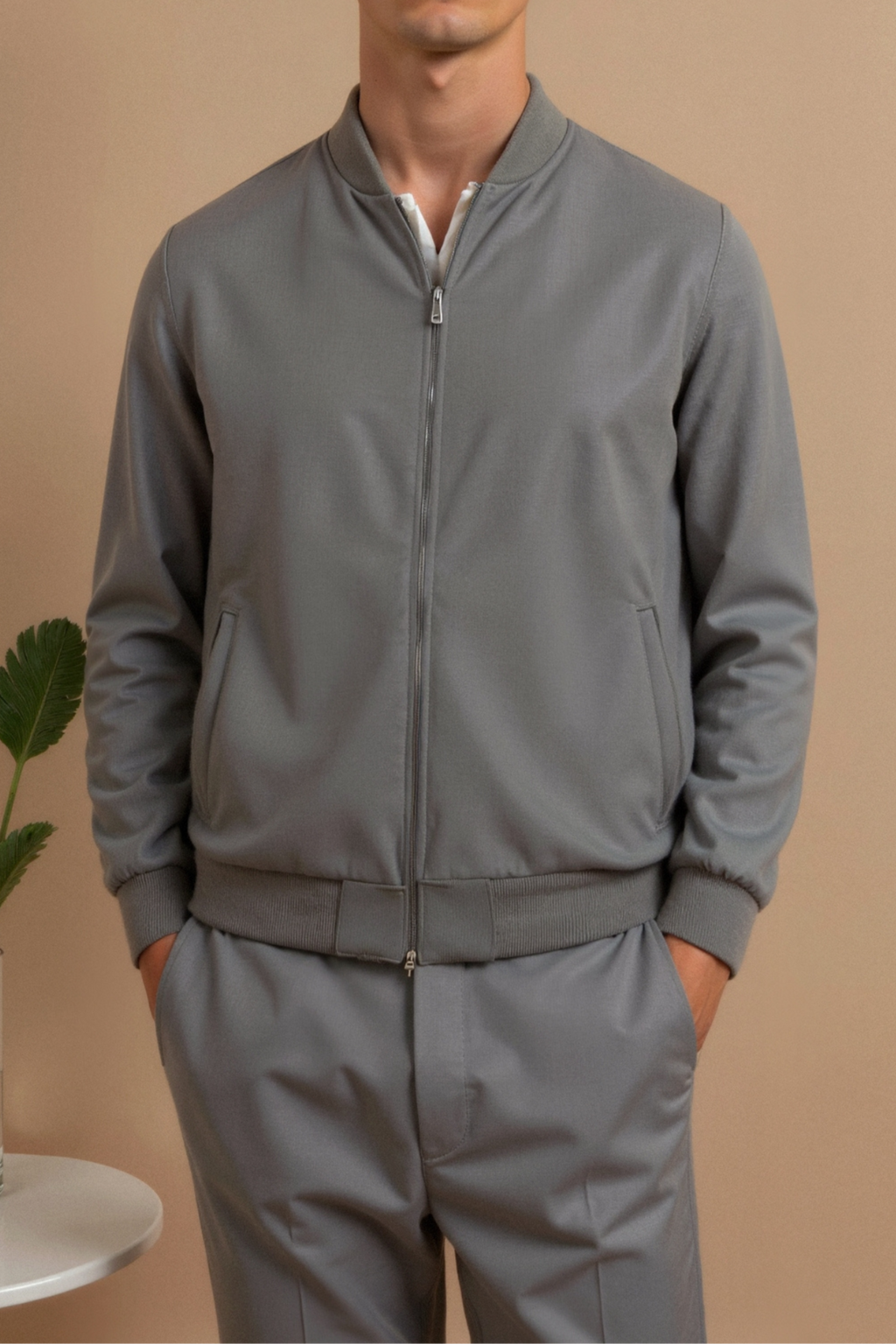 Business Premium Solid Color Stand Collar Jacket