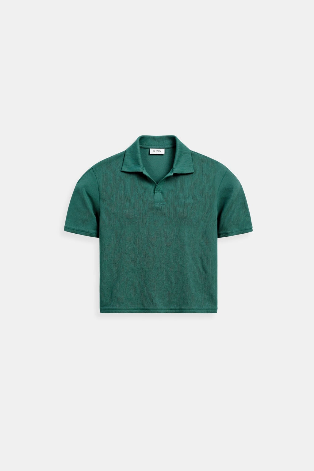 Cropped Solid Collared Short Sleeve Ribbed Polo T-shirt