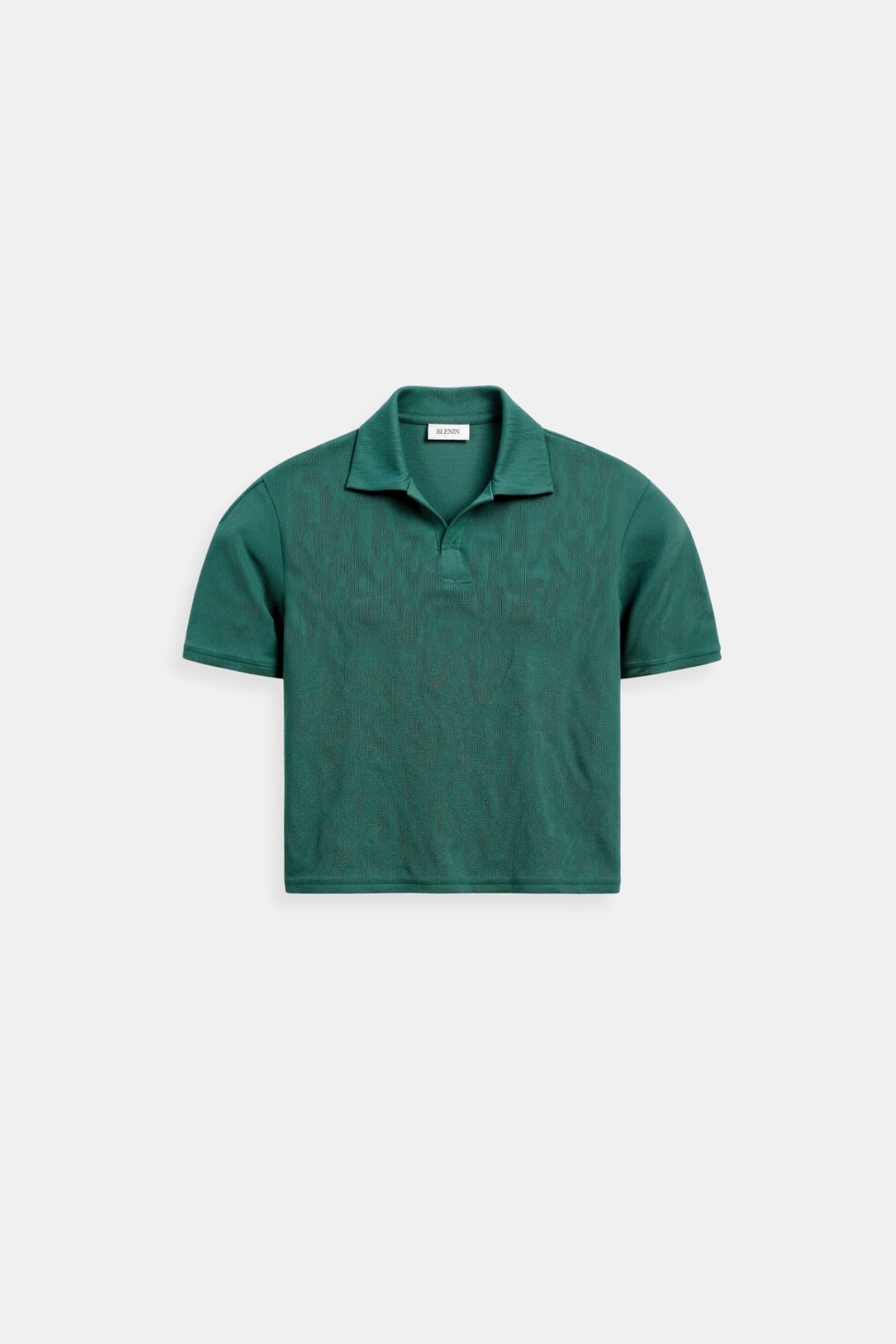 Cropped Solid Collared Short Sleeve Ribbed Polo T-shirt