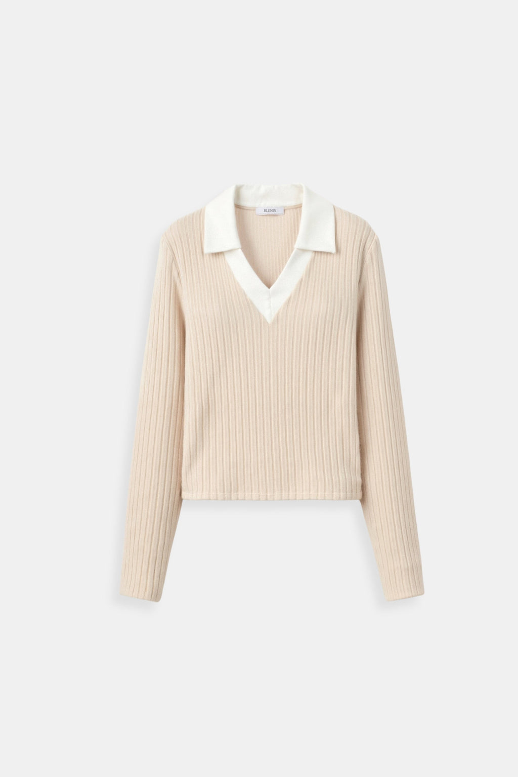 Knitted Woolen Slim Rib Knit Polo Sweater