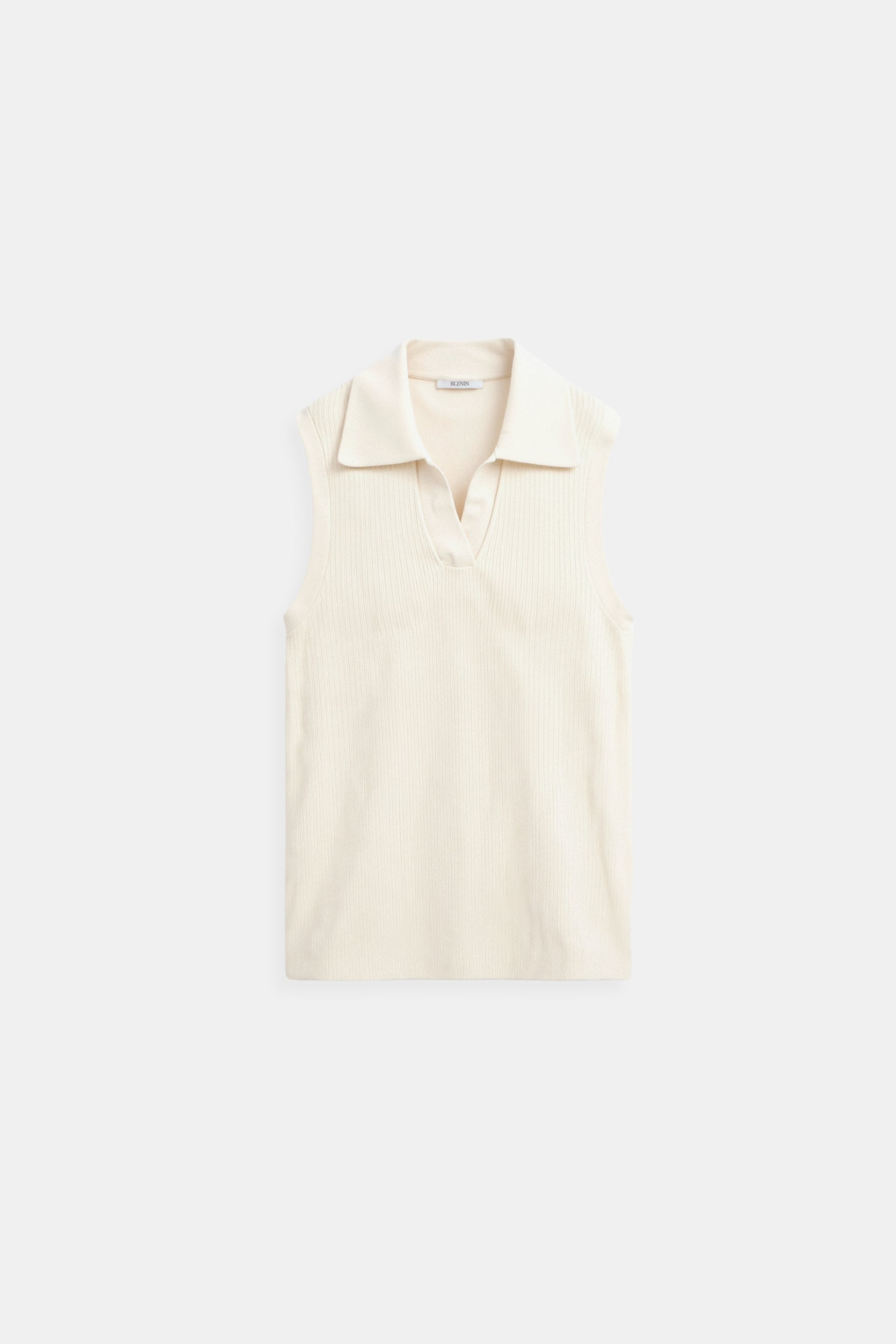 Sleeveless Simple Solid Collared Slim Top