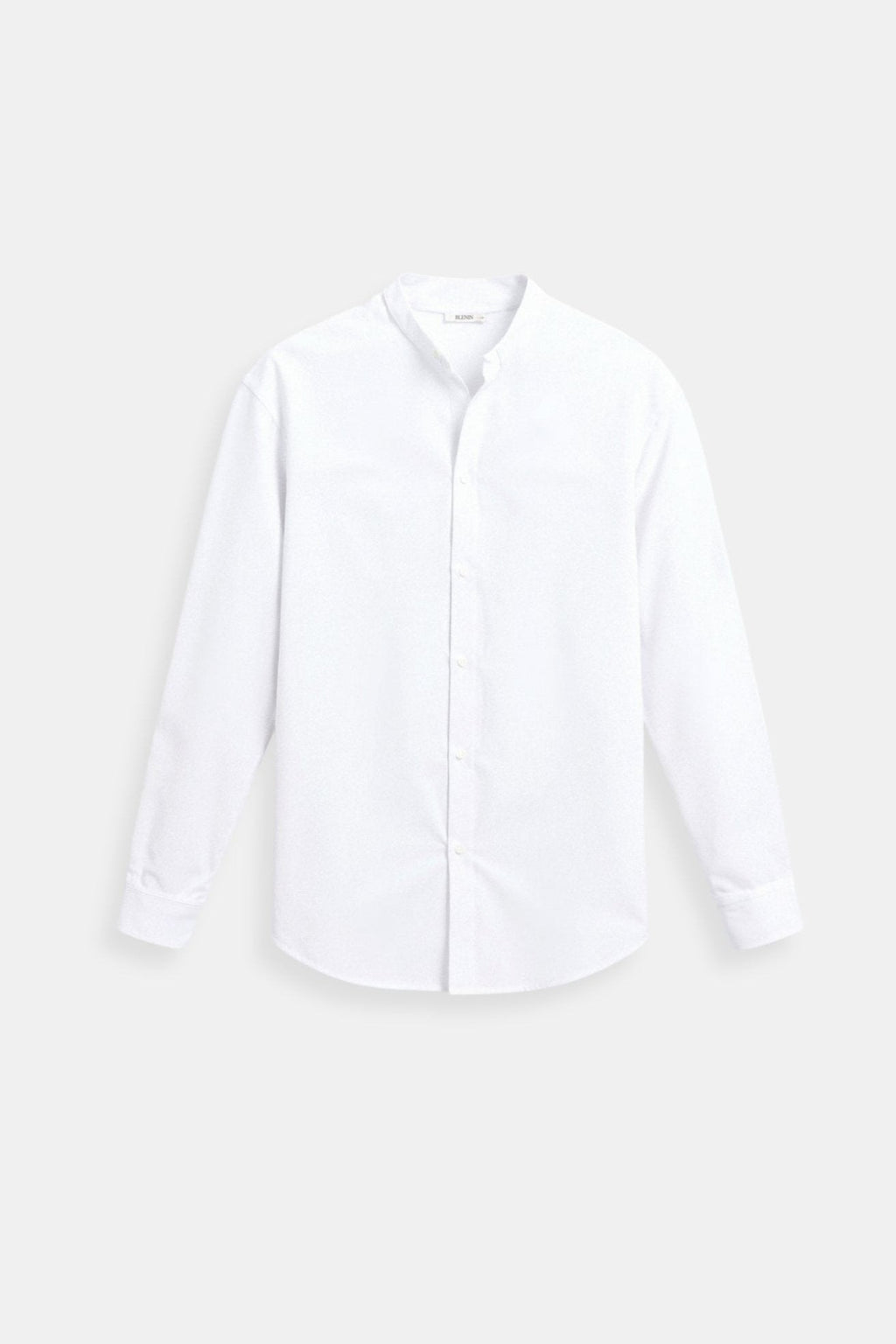 Cotton Linen Solid Color Long Sleeve Button Down Top Shirt Stand Collar