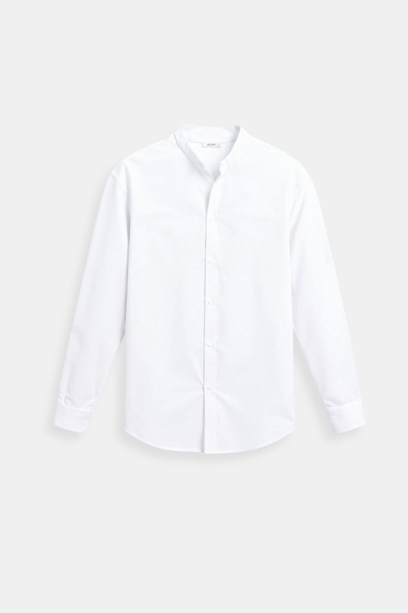 Cotton Linen Solid Color Long Sleeve Button Down Top Shirt Stand Collar