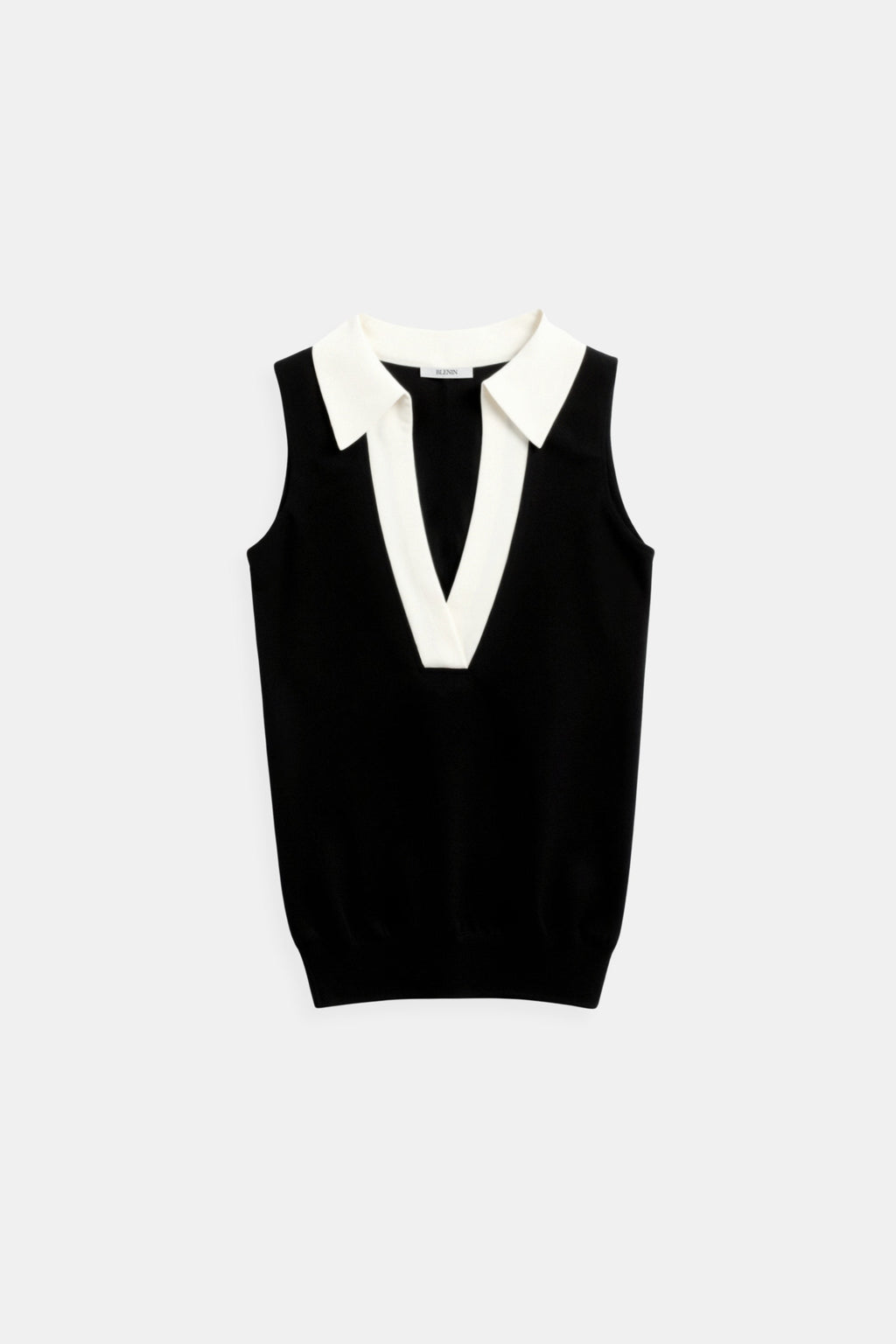 Knitted Premium Contrast Trim Collared Polo Tank Top