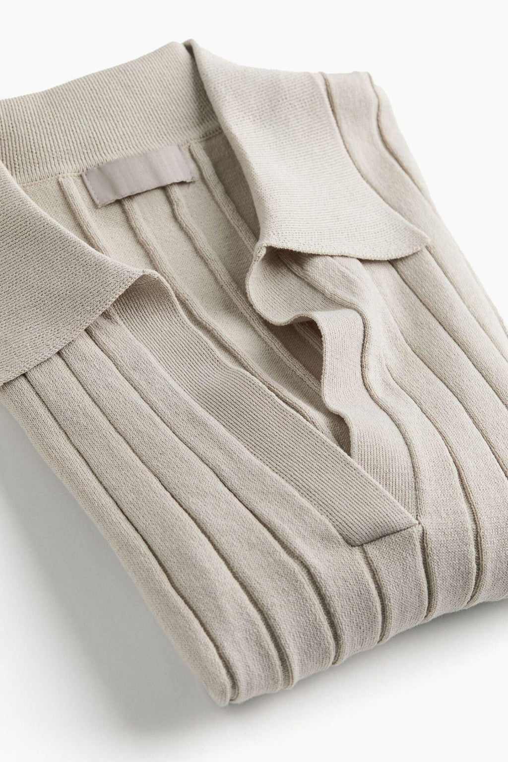 Ribbed Straight Collar Polo T-Shirt