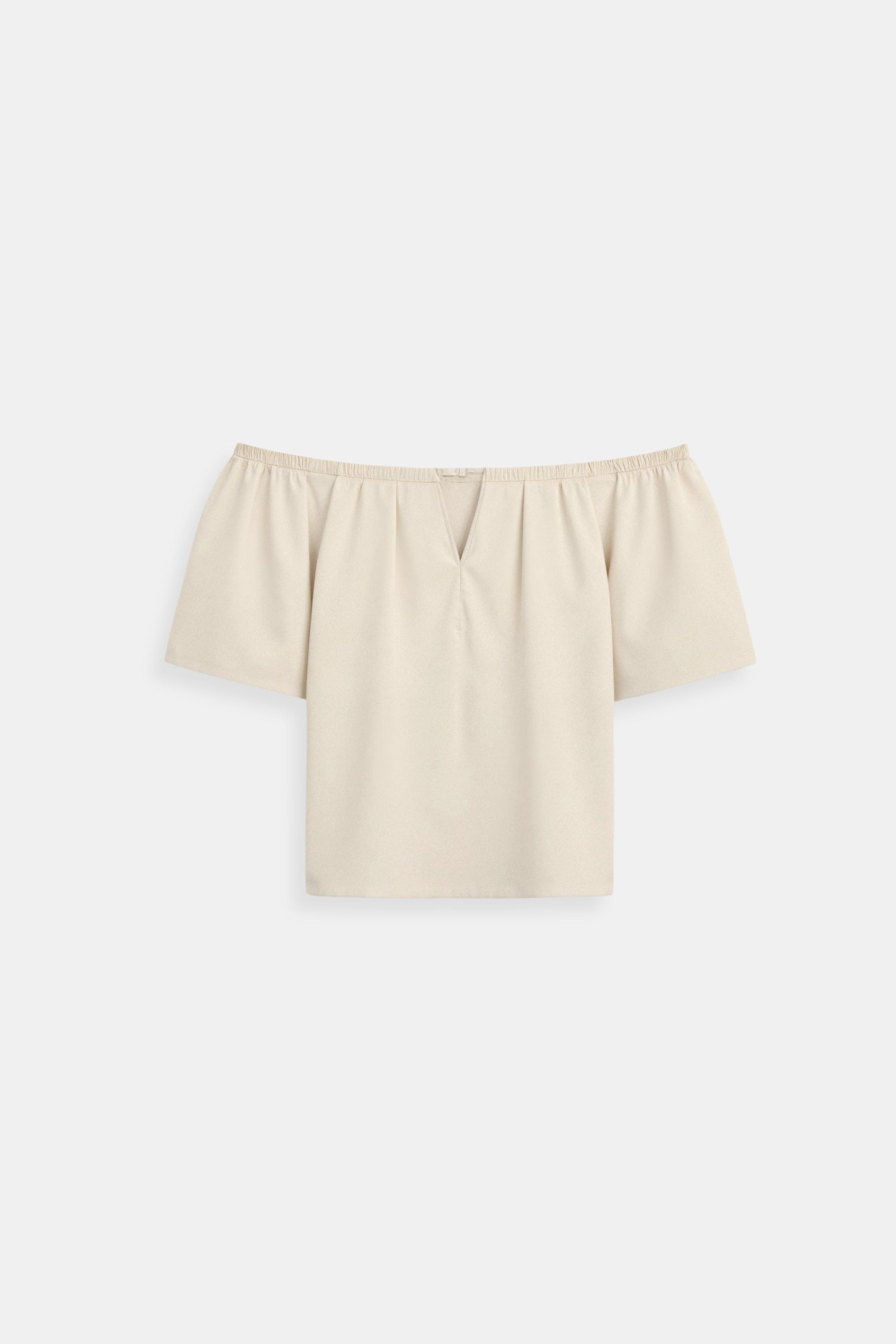 Elegant Loose Solid Pleated Notch Neck T-shirt