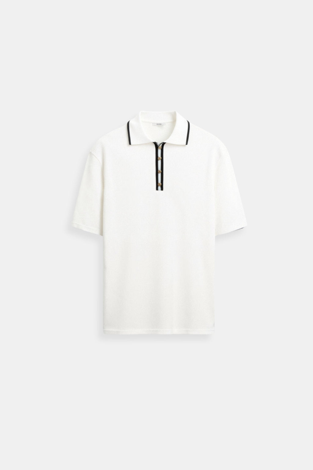 Contrast Elegant Trim Collared Slim Button Up Polo T-Shirt