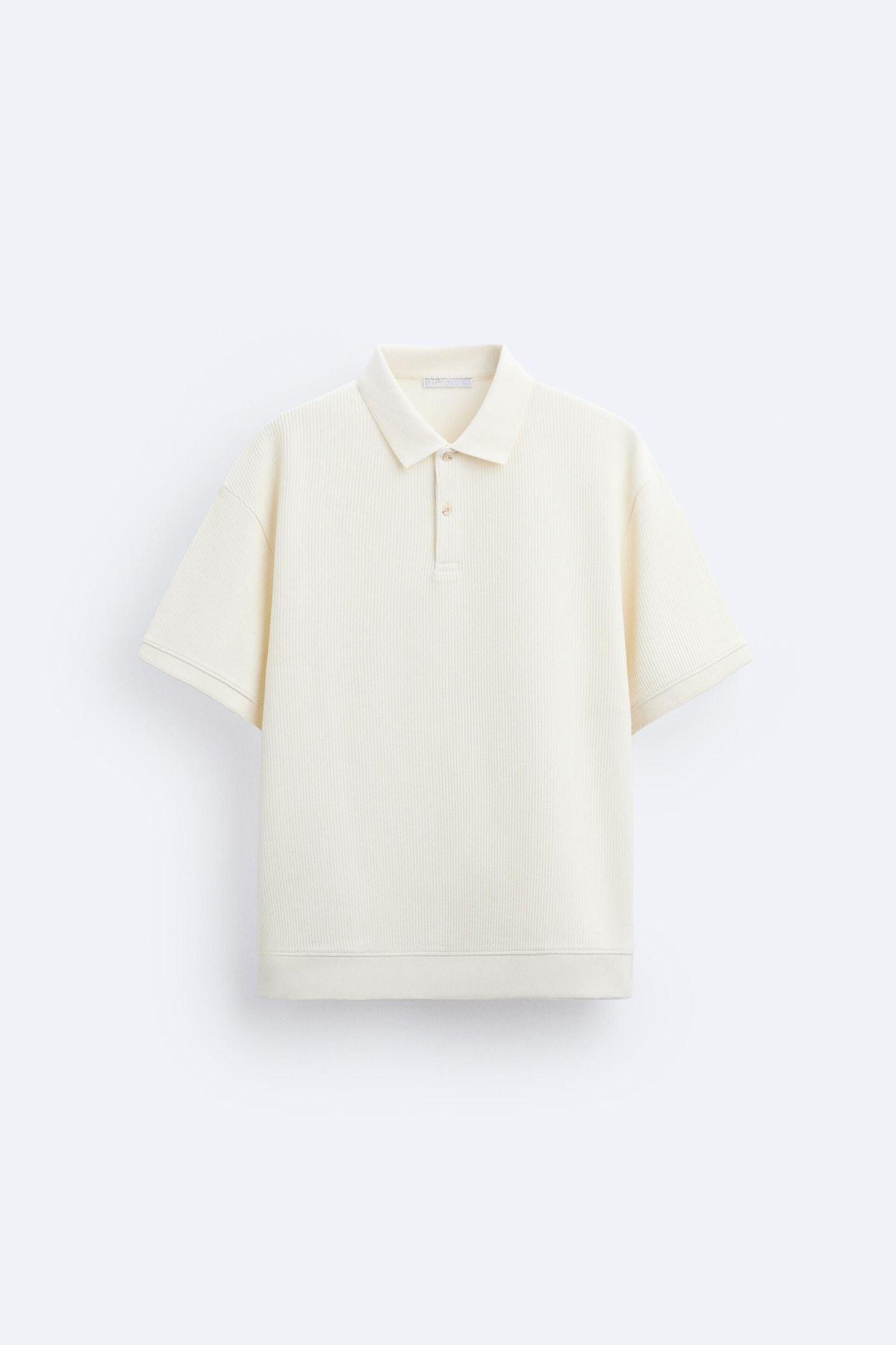 Textured Button Polo T-Shirt