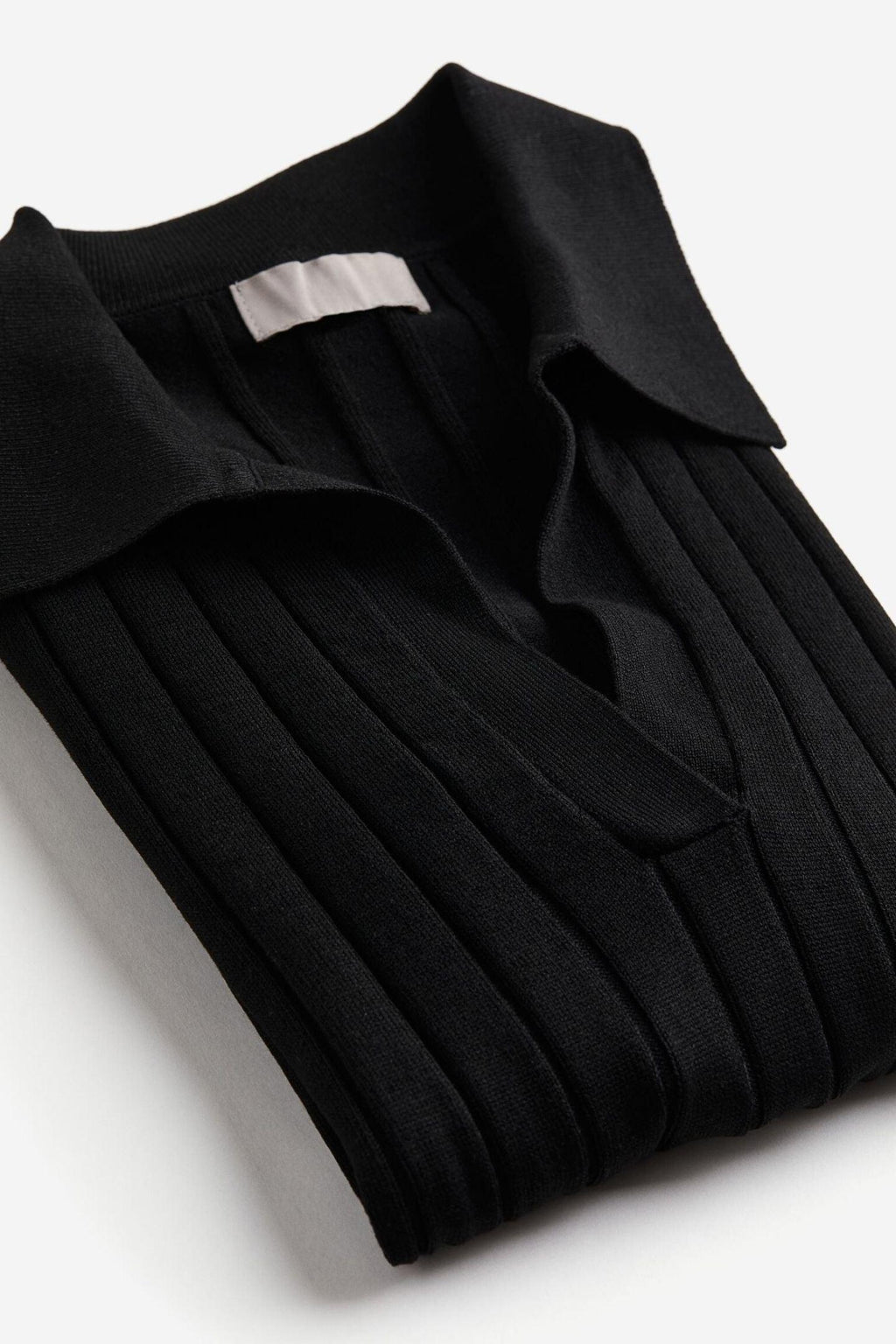 Ribbed Straight Collar Polo T-Shirt