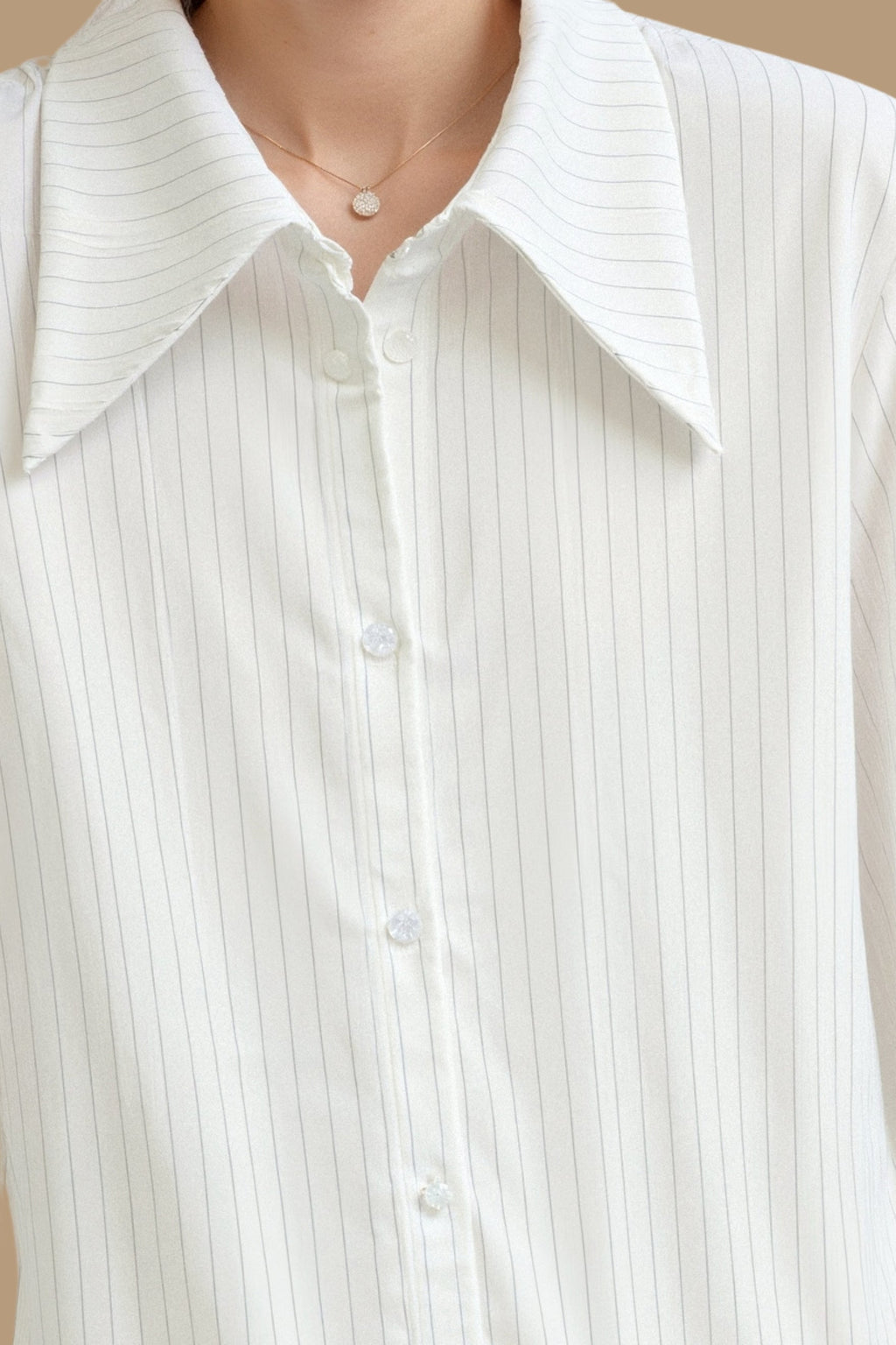 Elegant Striped Print Button Business Front Shirt