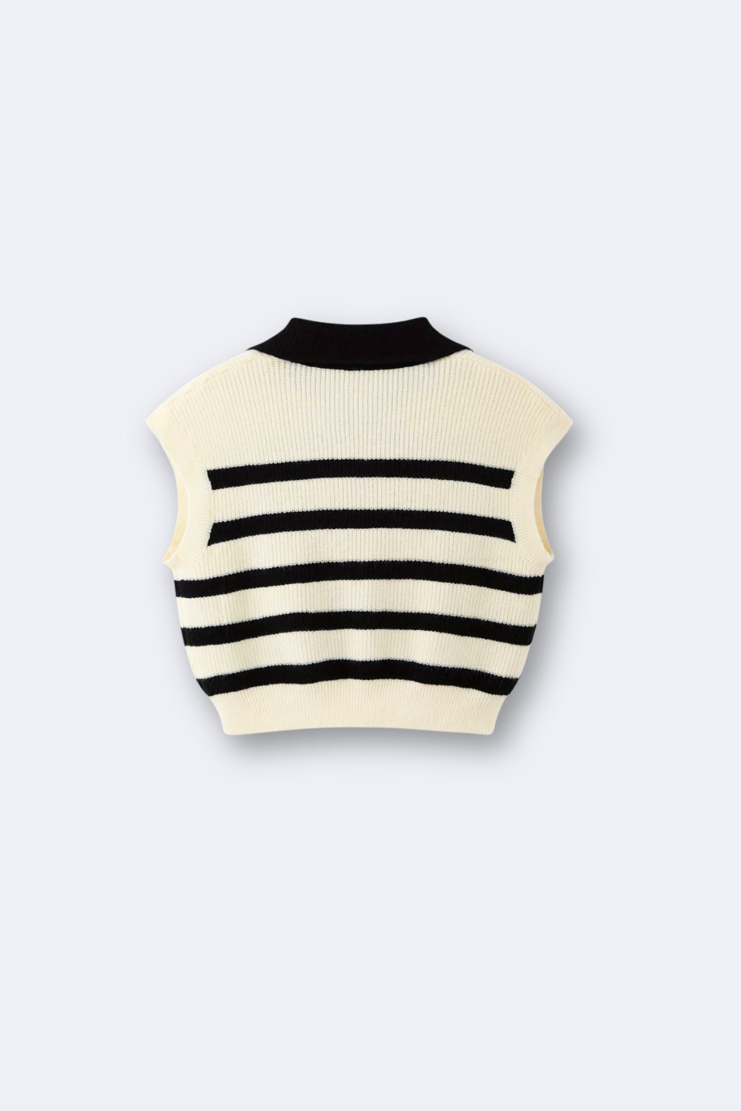 Women's Stylish Striped Knitted Sweater Polo Vest