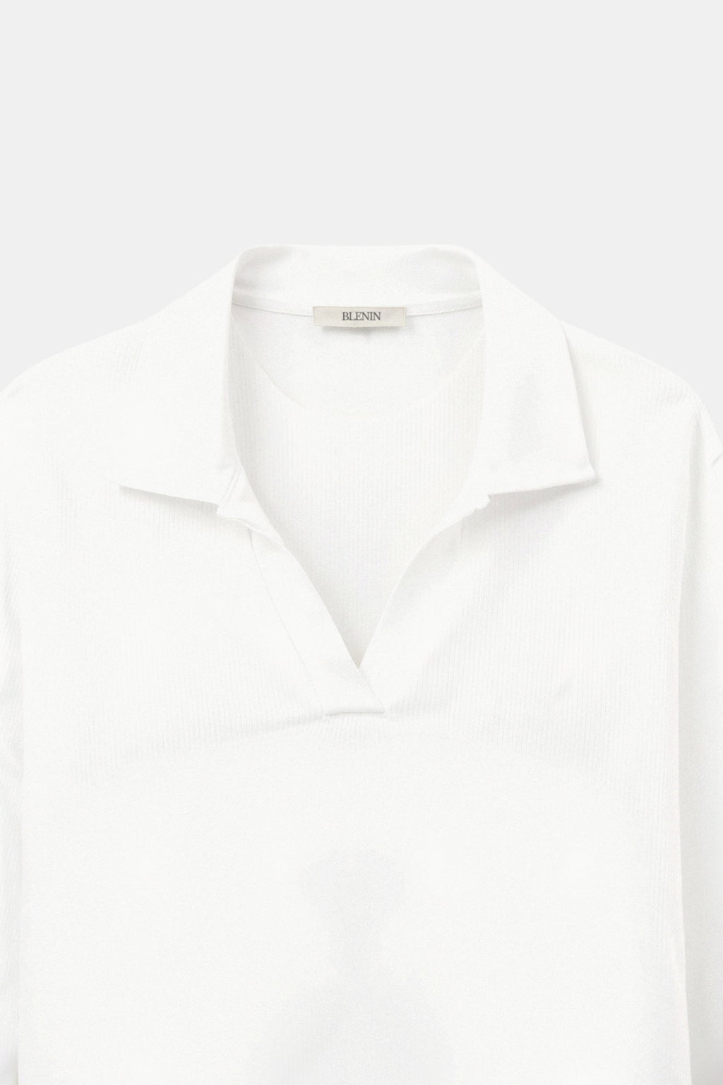 Elegant Long Sleeve Solid Notched Collar Ribbed Polo T-shirt