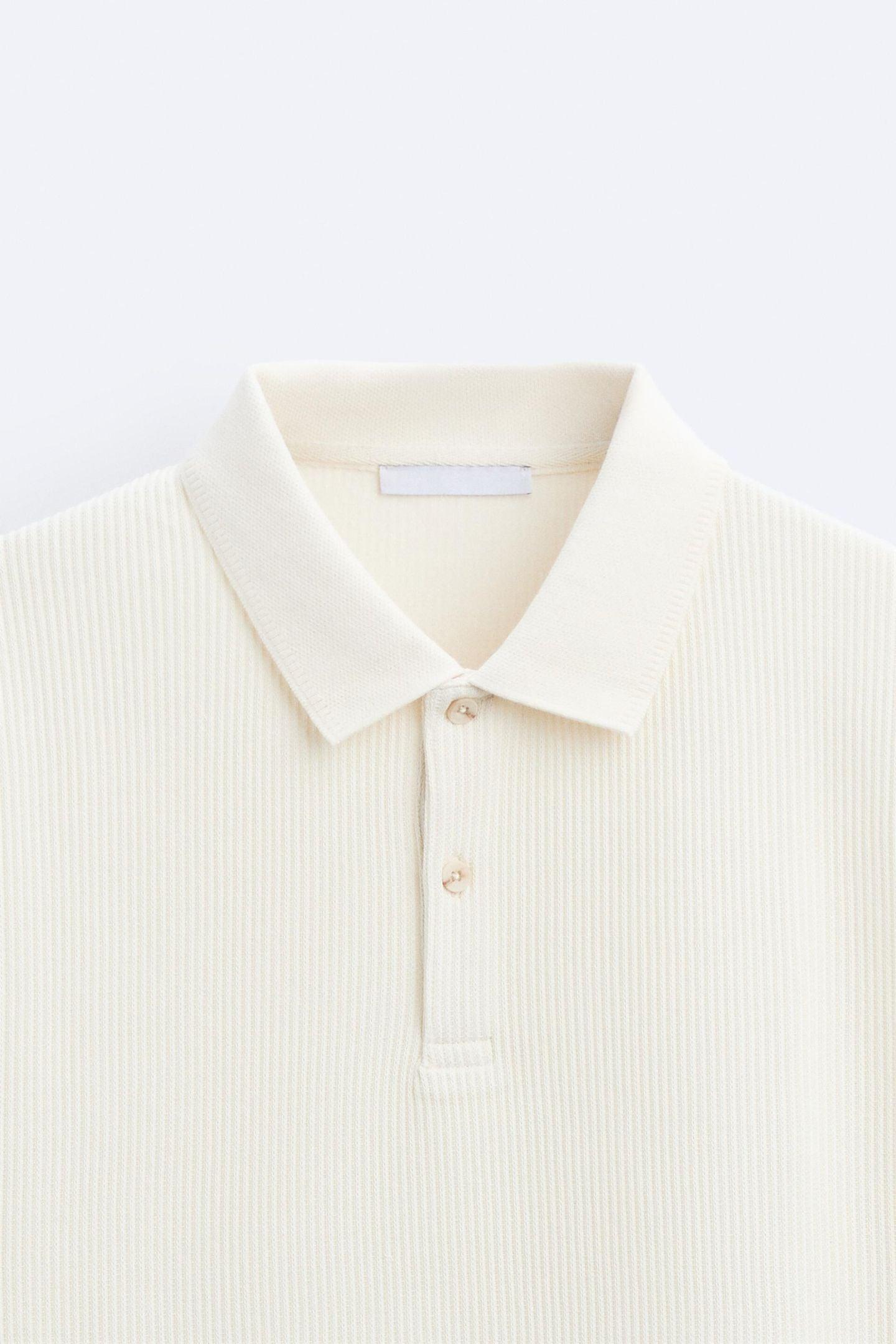 Textured Button Polo T-Shirt