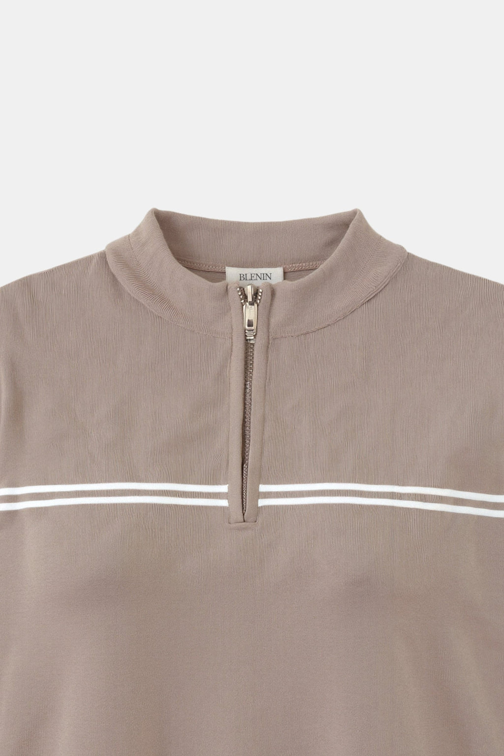 Zip Up Elegant Short Sleeve Striped T-shirt