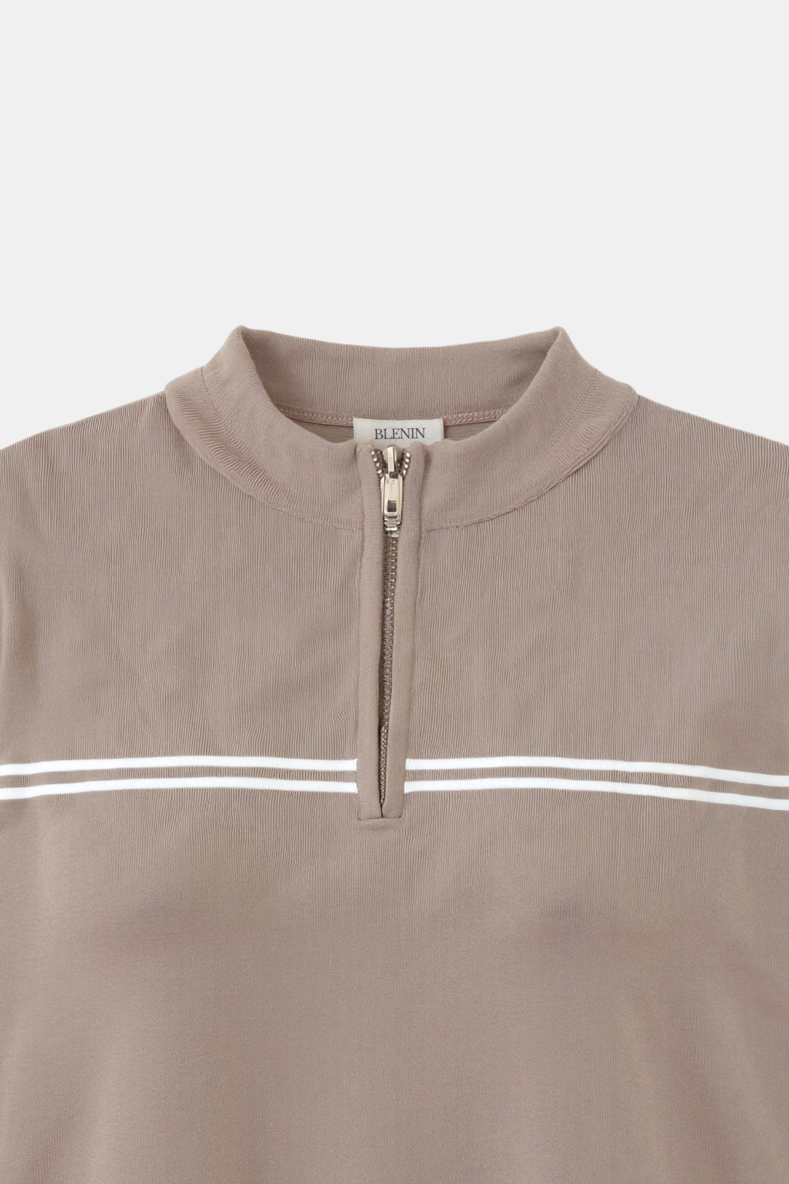 Zip Up Elegant Short Sleeve Striped T-shirt