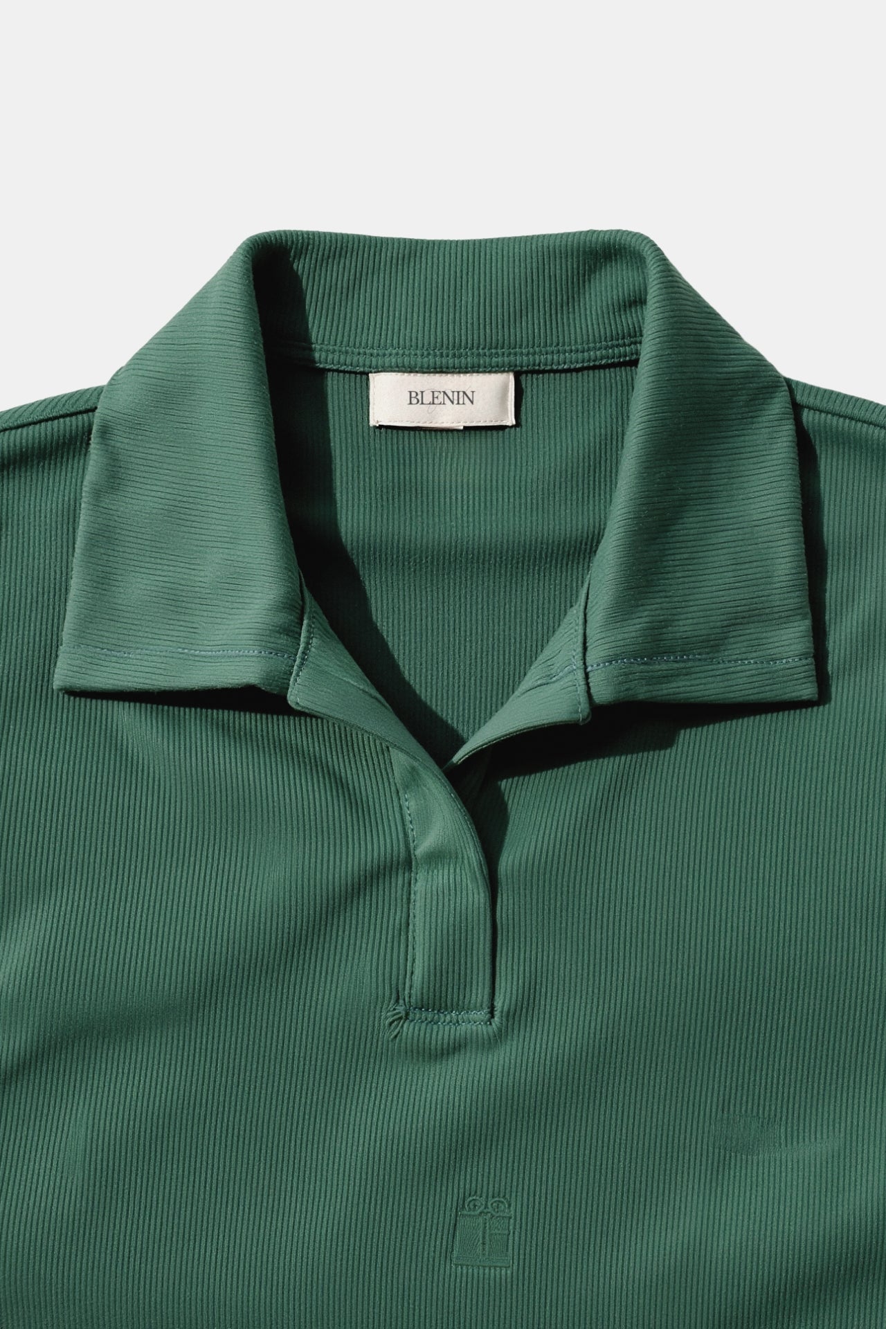 Cropped Solid Collared Short Sleeve Ribbed Polo T-shirt