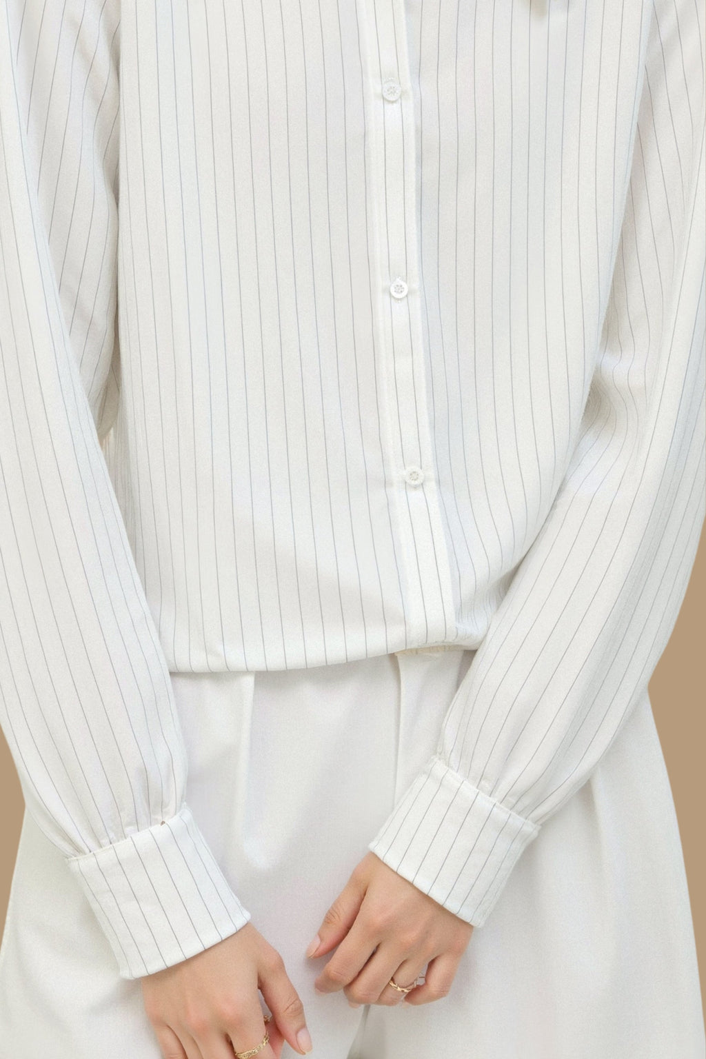 Elegant Striped Print Button Business Front Shirt