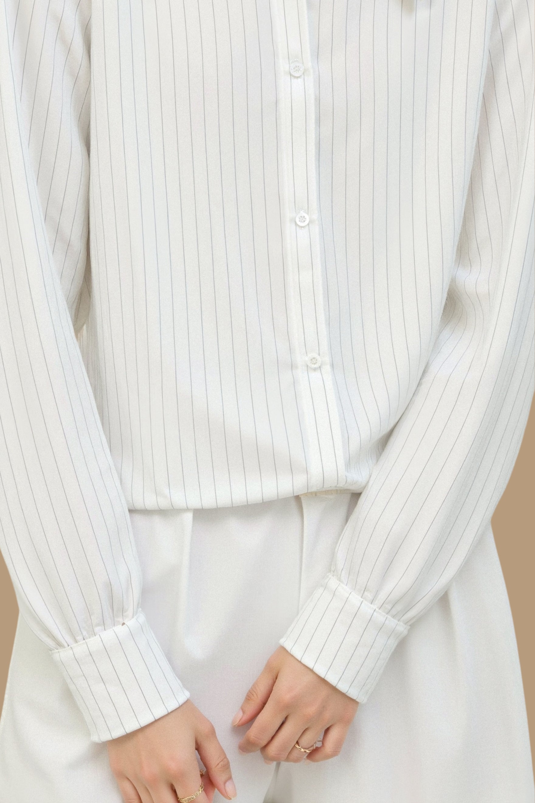 Elegant Striped Print Button Business Front Shirt