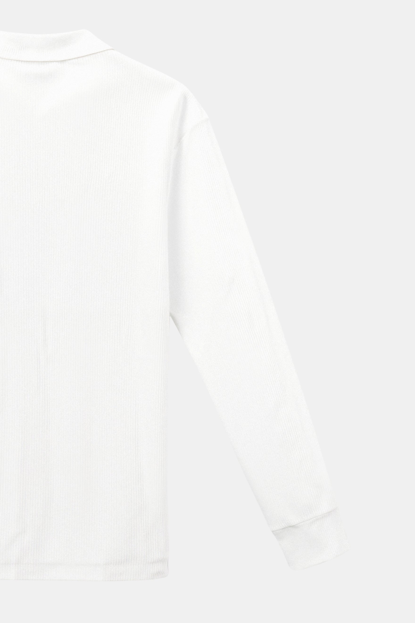 Elegant Long Sleeve Solid Notched Collar Ribbed Polo T-shirt