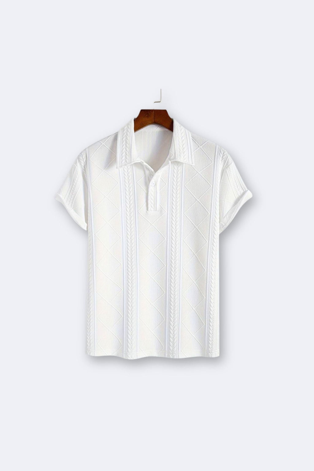 Men's Solid Color Short Sleeve Pattern Polo Button T-Shirt