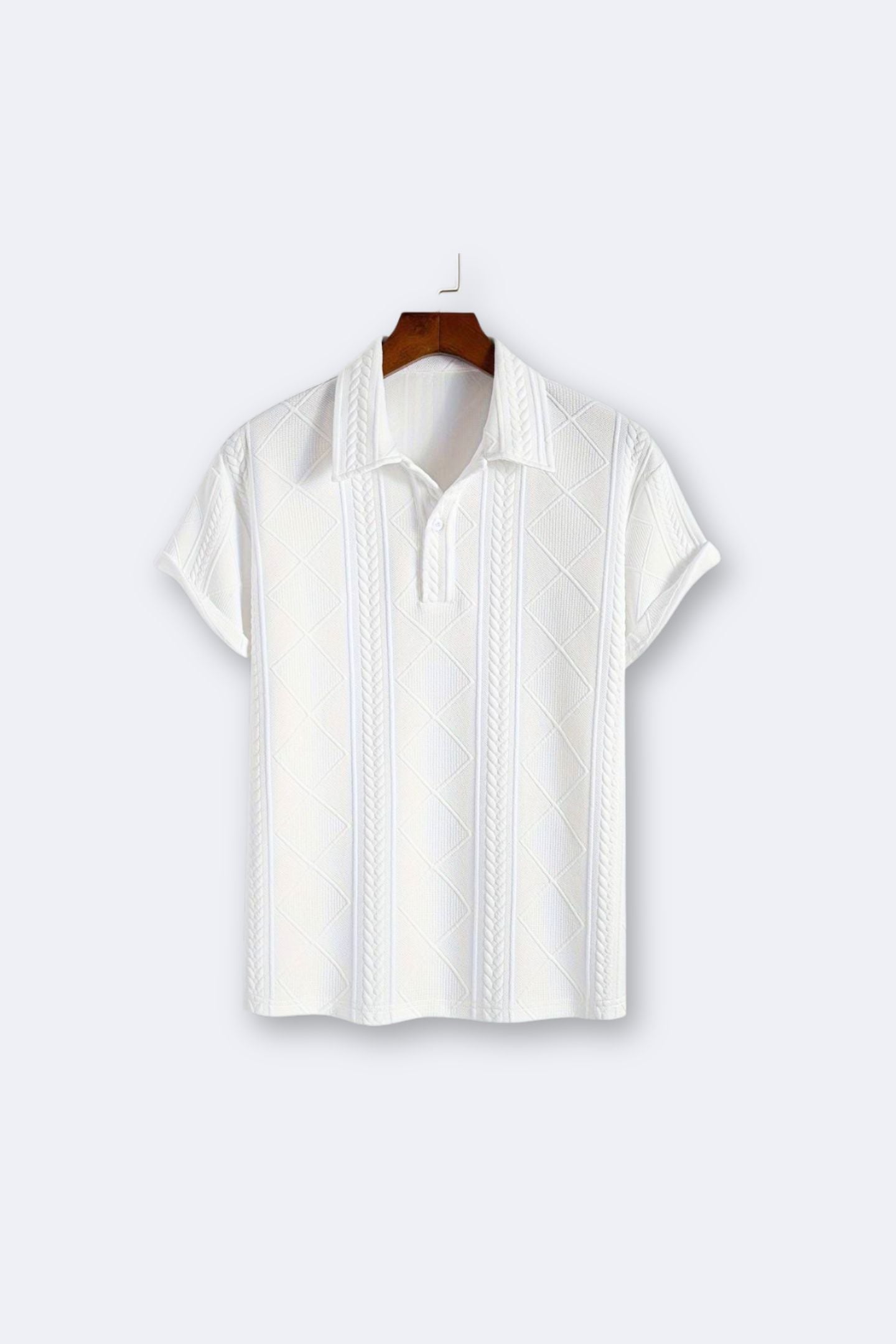 Men's Solid Color Short Sleeve Pattern Polo Button T-Shirt